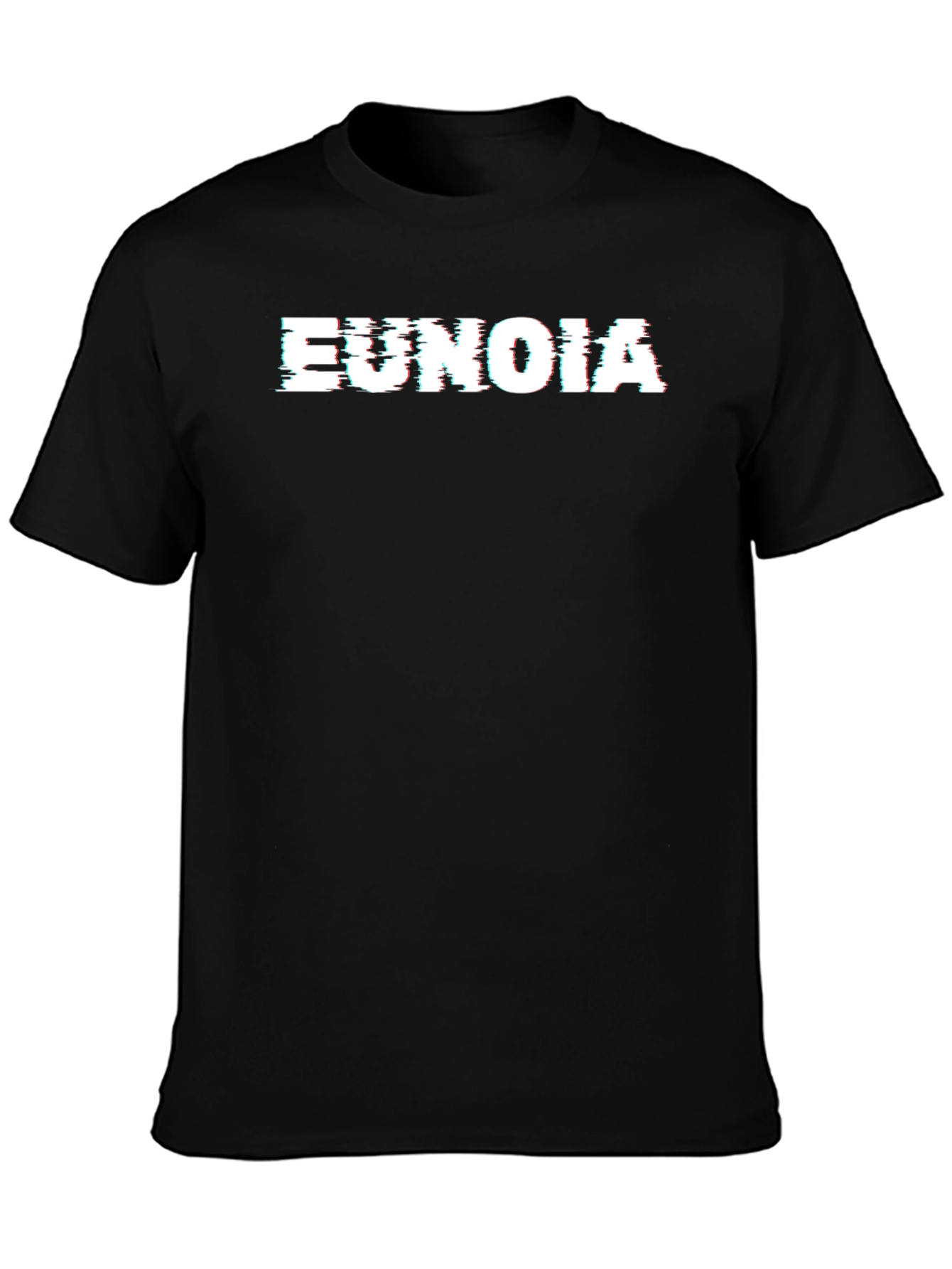 Eunoia Glitch Tee - Black Cotton Graphic T-Shirt