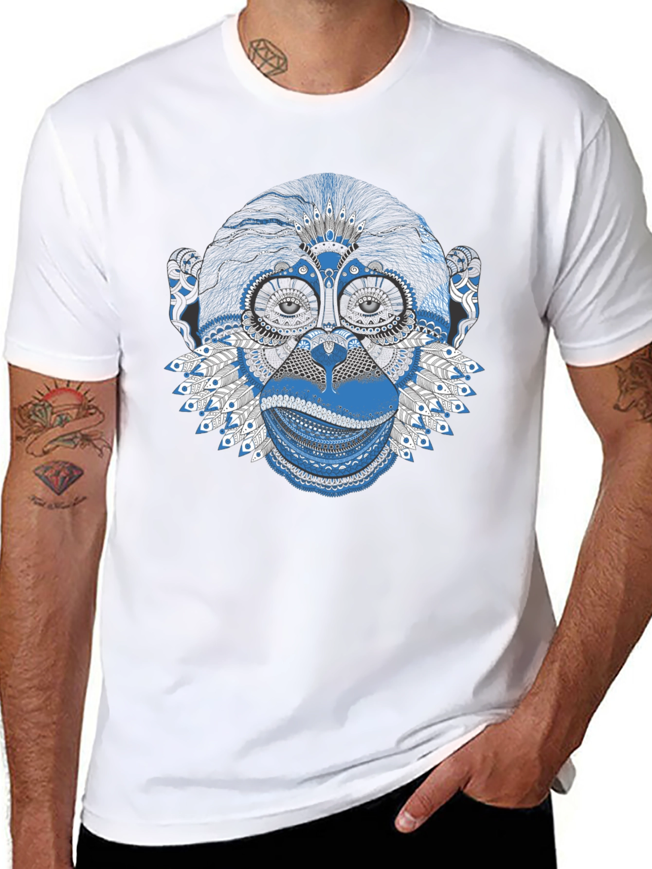 Tribal Monkey Graphic Tee - Black T-Shirt