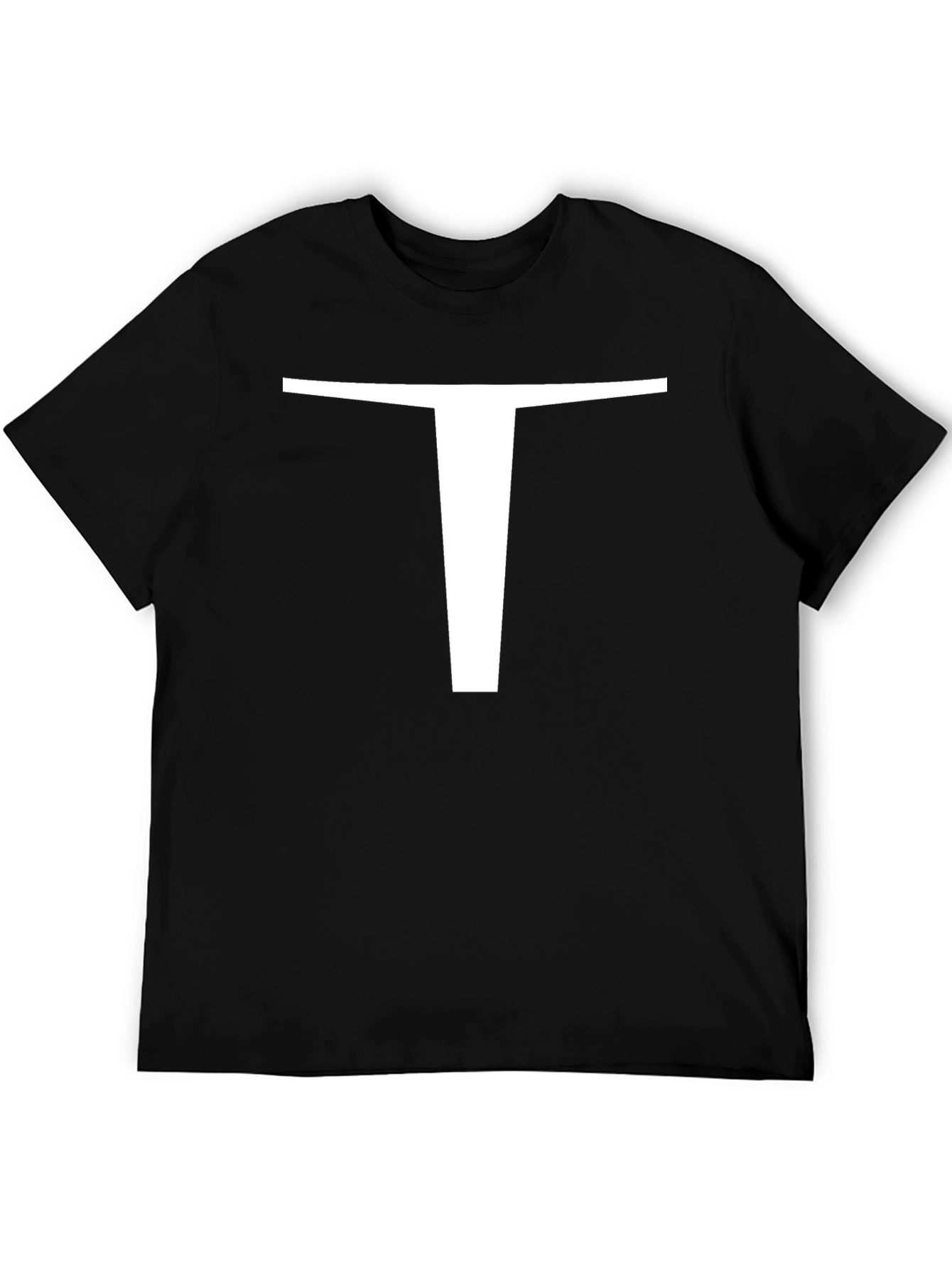 Bold T Graphic Tee - Black Cotton Casual Shirt