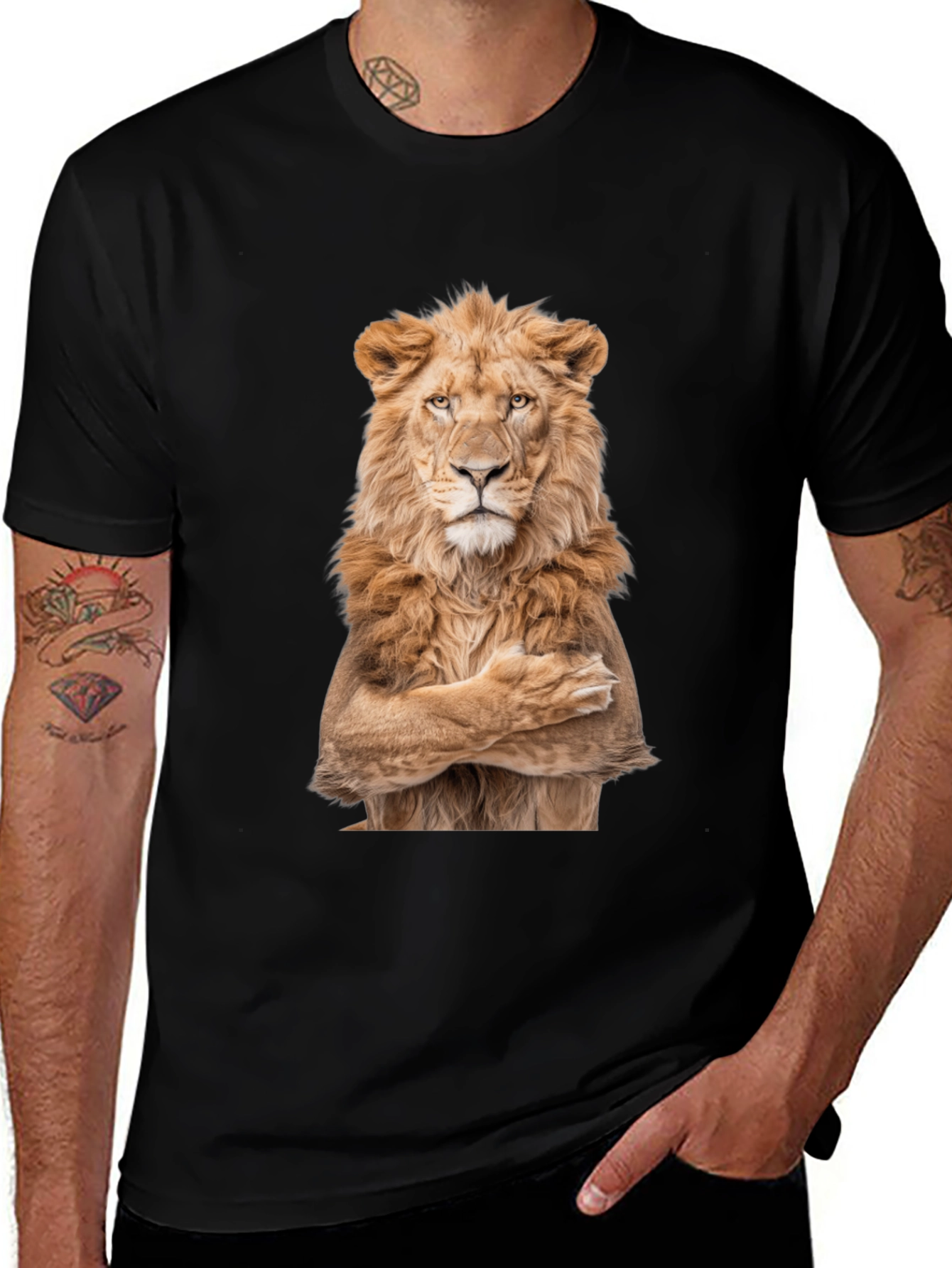 Lion Crossed Arms Graphic Tee