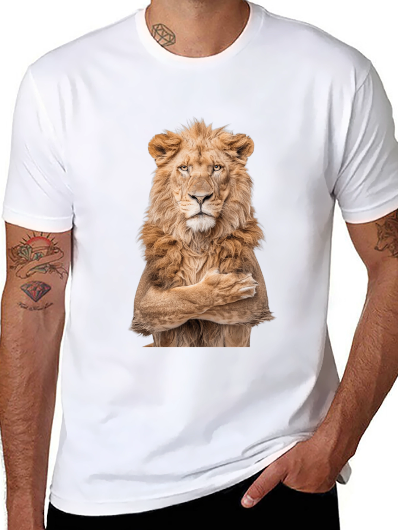 Lion Crossed Arms Graphic Tee