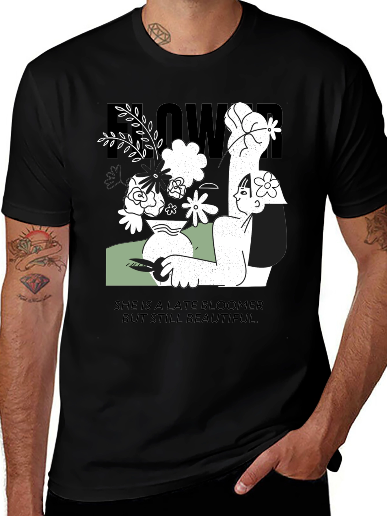 Floral Graphic Print Tee - Late Bloomer T-Shirt