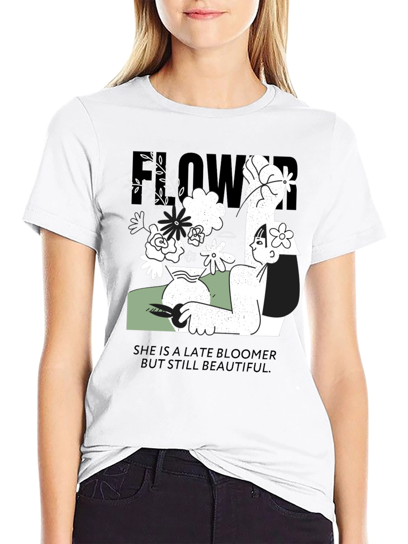Floral Graphic Print Tee - Late Bloomer T-Shirt