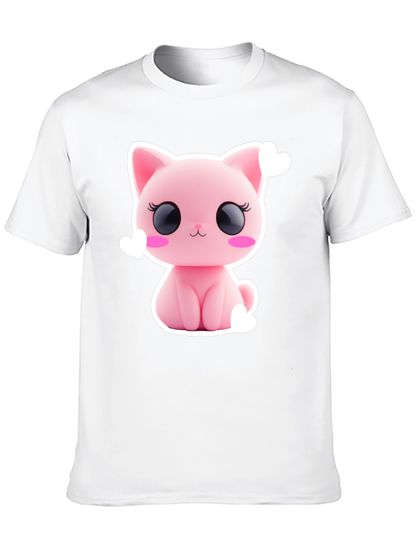 Cute Pink Kitty Graphic Tee - Black