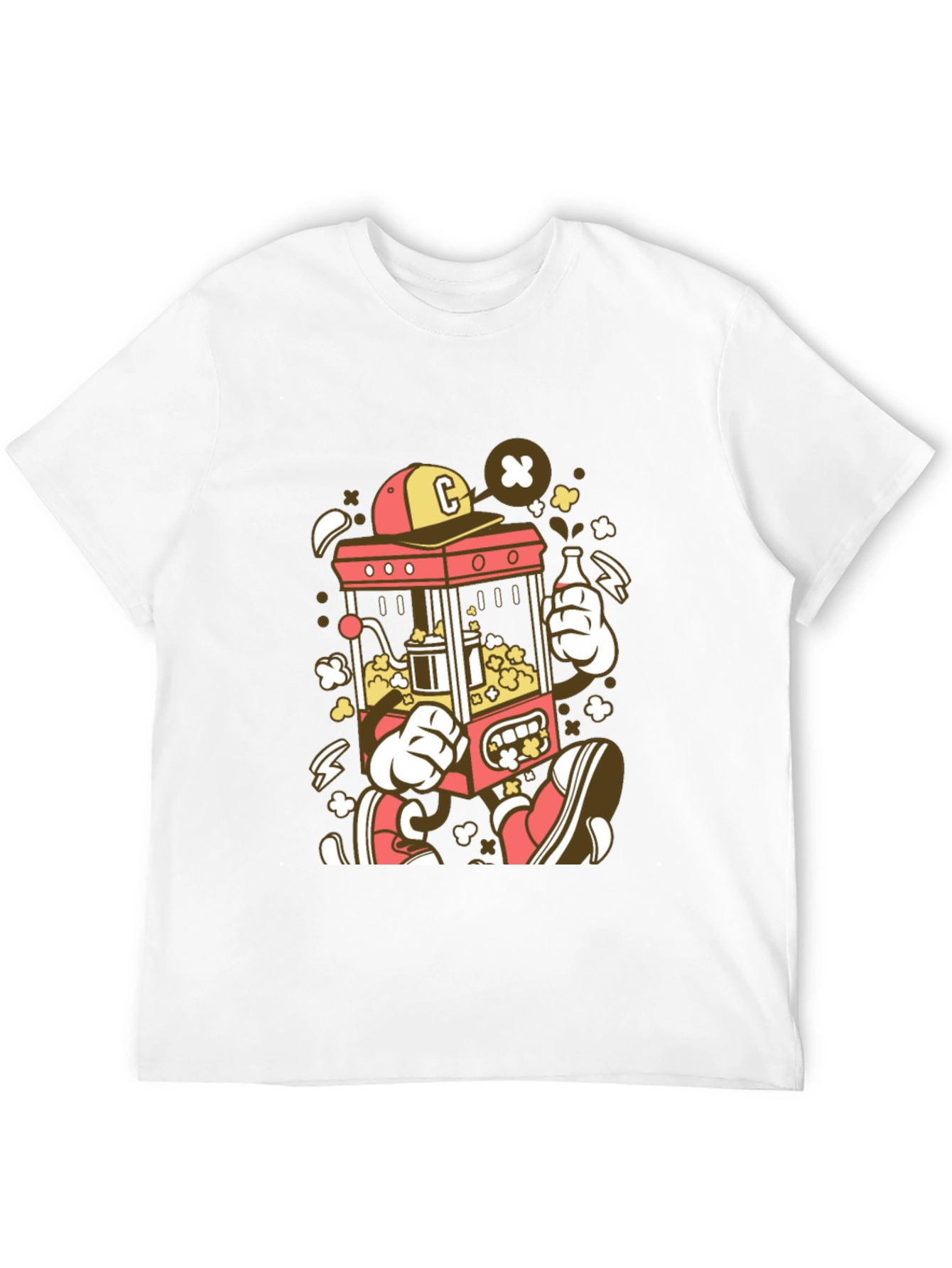 Cartoon Popcorn Machine Graphic T-Shirt
