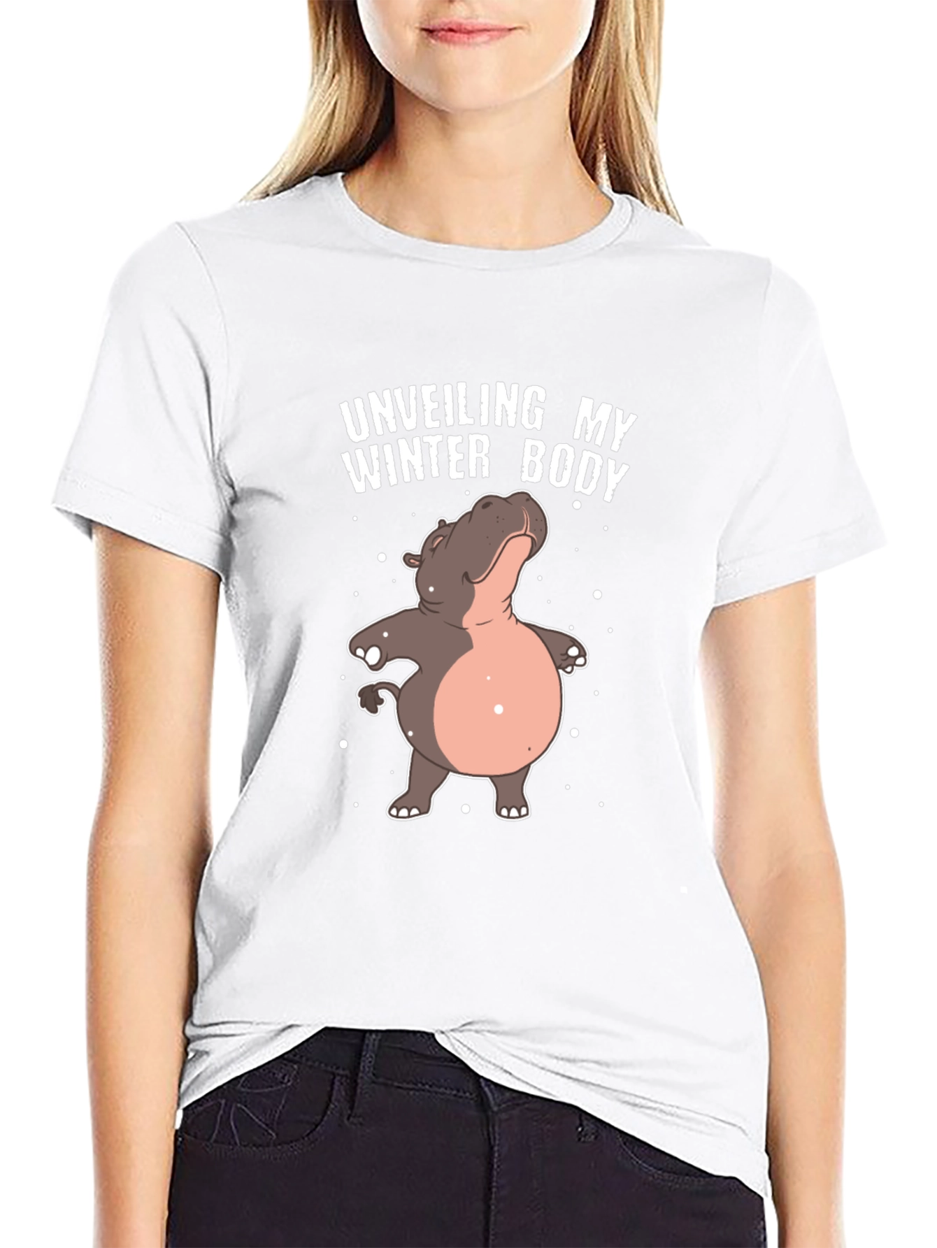 Unveiling My Winter Body Funny Hippo T-Shirt