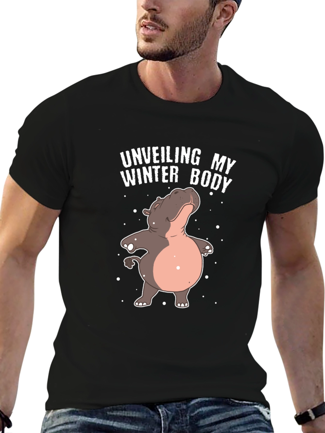 Unveiling My Winter Body Funny Hippo T-Shirt