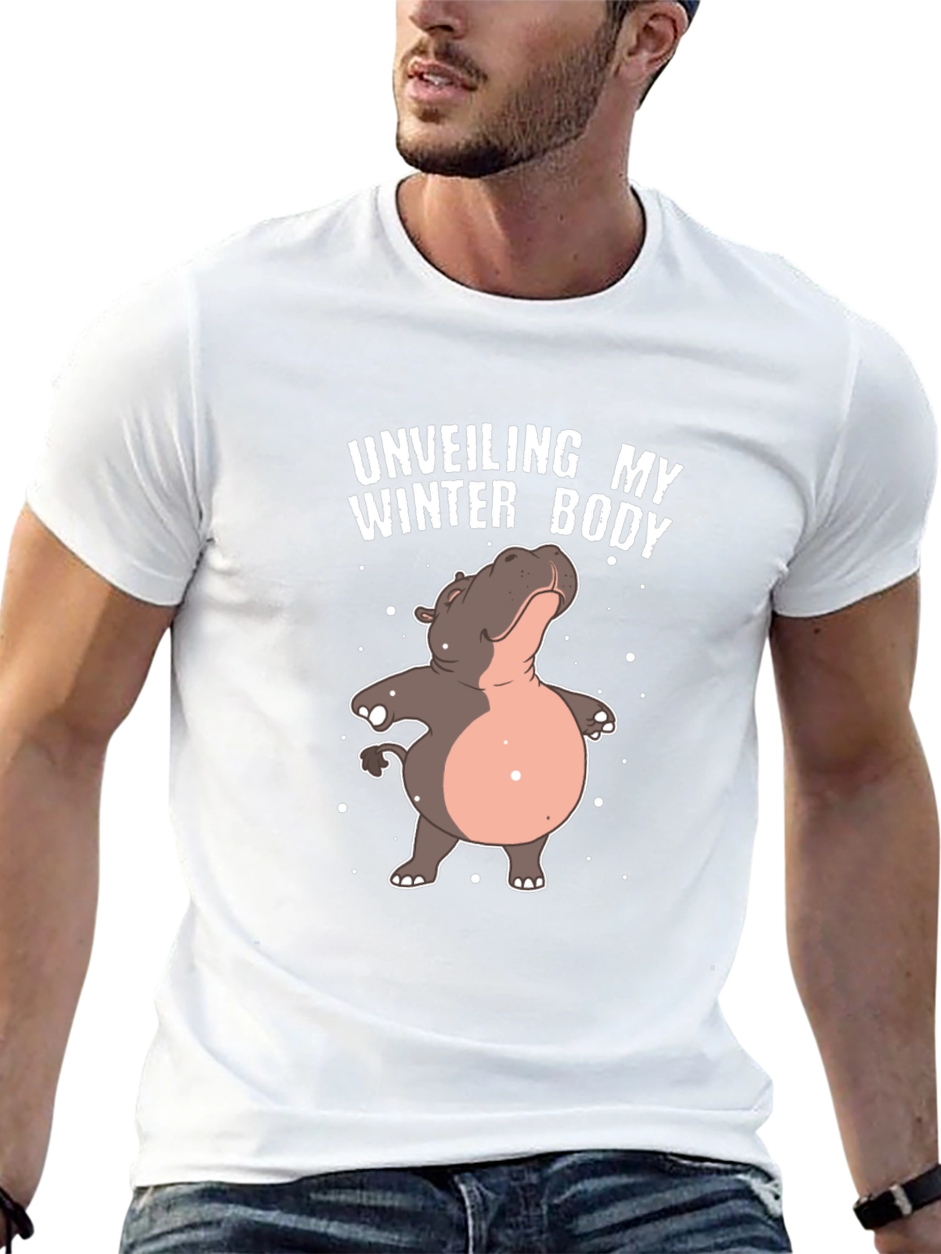 Unveiling My Winter Body Funny Hippo T-Shirt