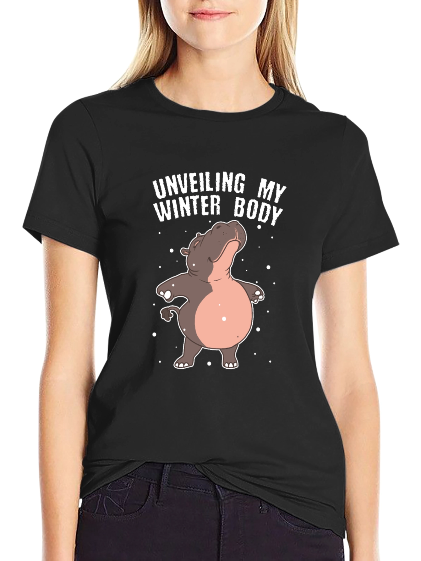 Unveiling My Winter Body Funny Hippo T-Shirt