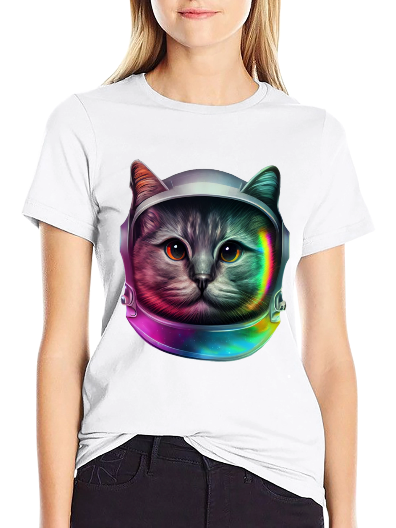 Cosmic Cat Astronaut T-Shirt - Unique Galaxy Design