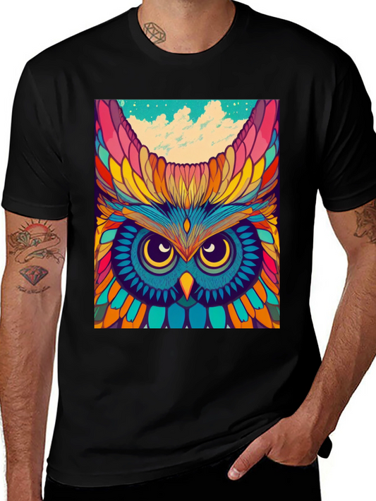 Psychedelic Owl Graphic Tee - Unique Colorful Design