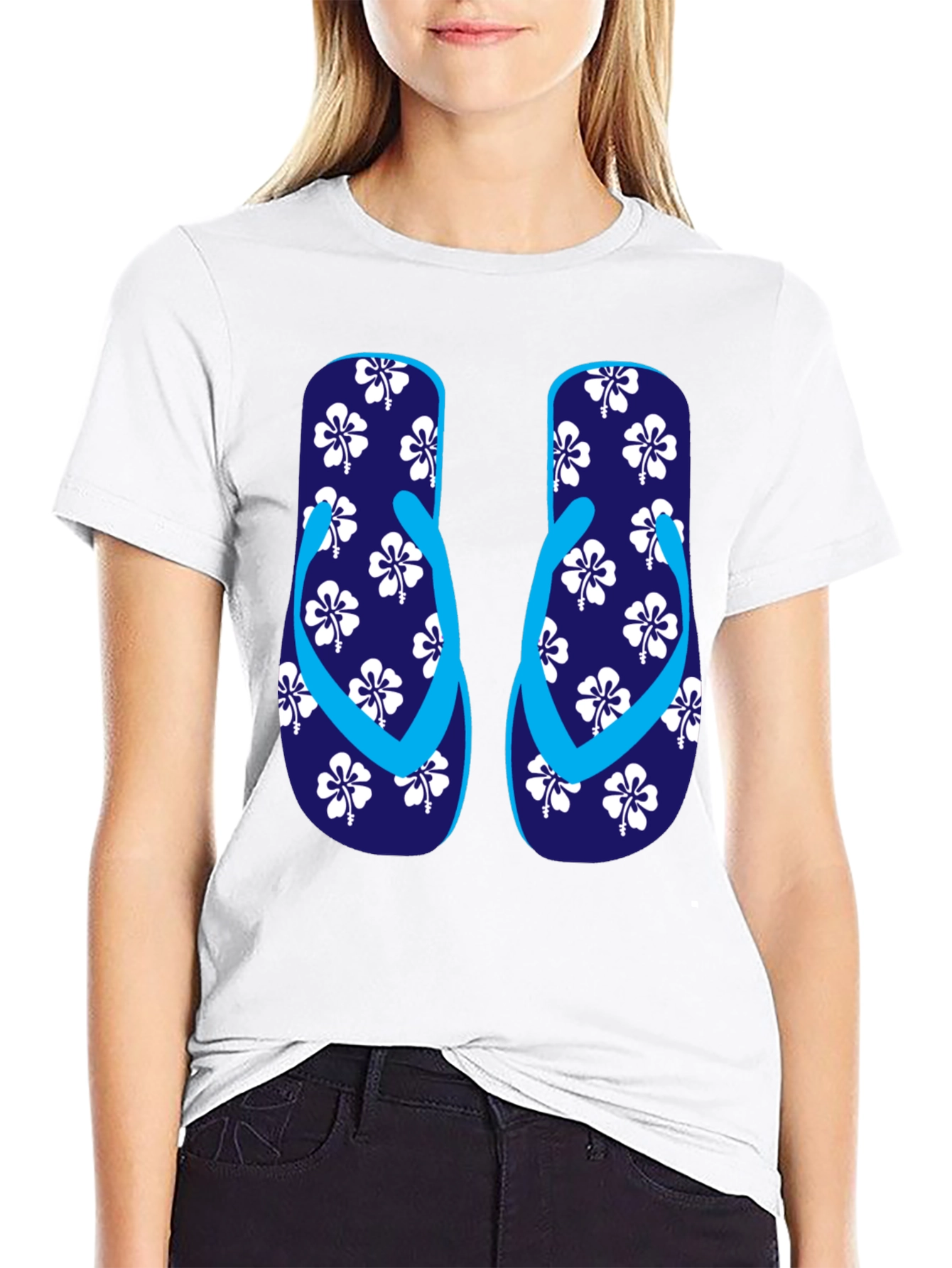 Hibiscus Flip-Flop T-Shirt - Casual Summer Style