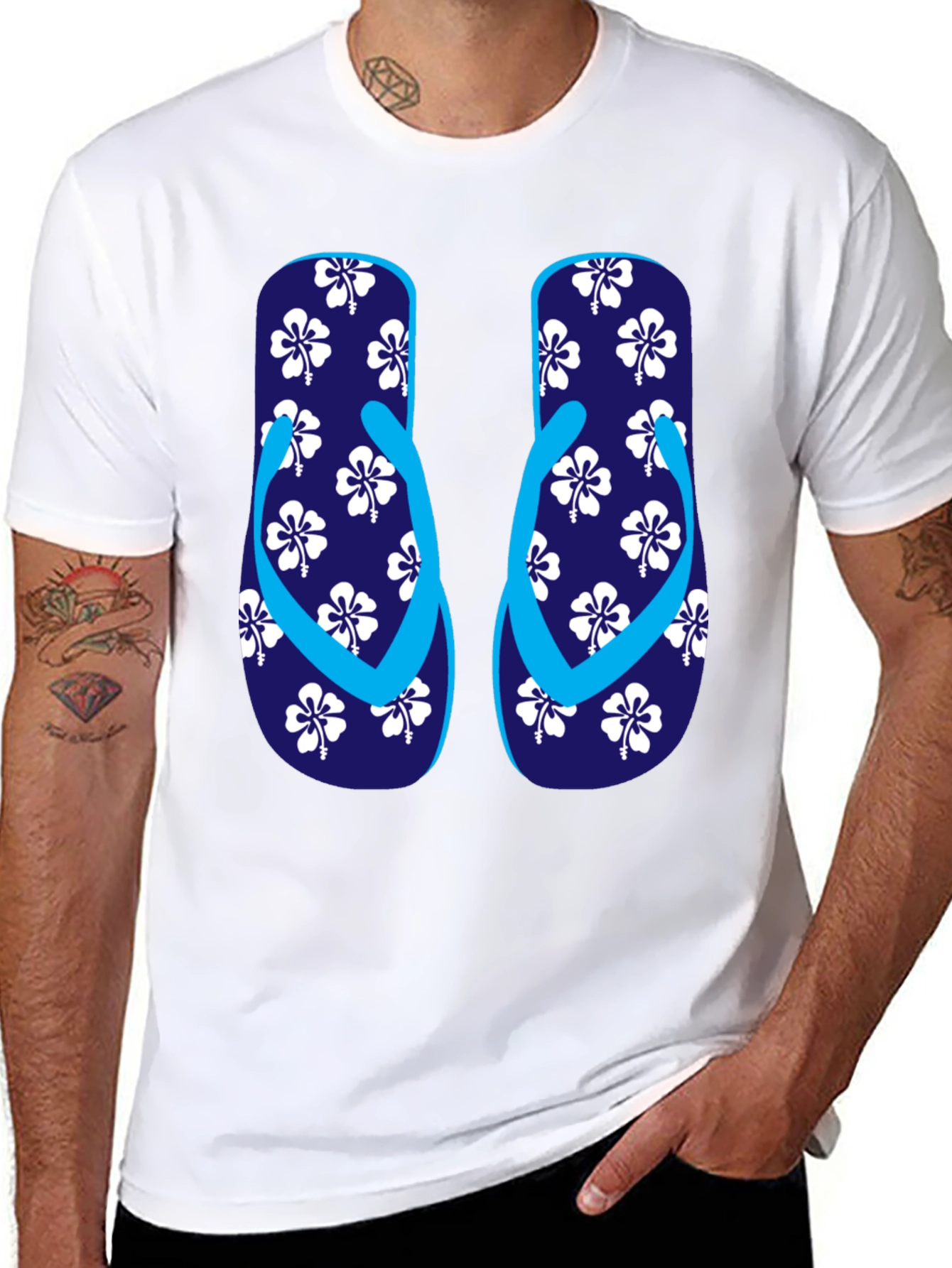 Hibiscus Flip-Flop T-Shirt - Casual Summer Style