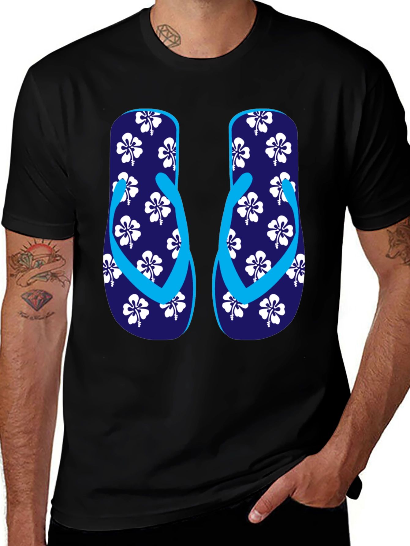 Hibiscus Flip-Flop T-Shirt - Casual Summer Style