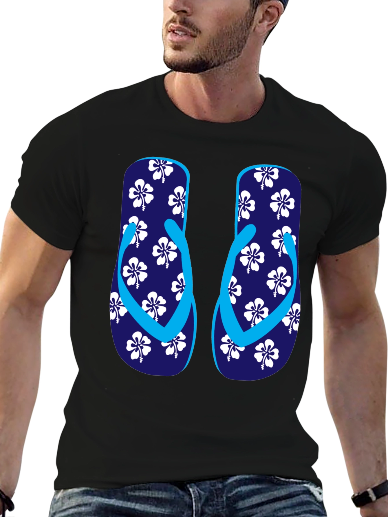 Hibiscus Flip-Flop T-Shirt - Casual Summer Style