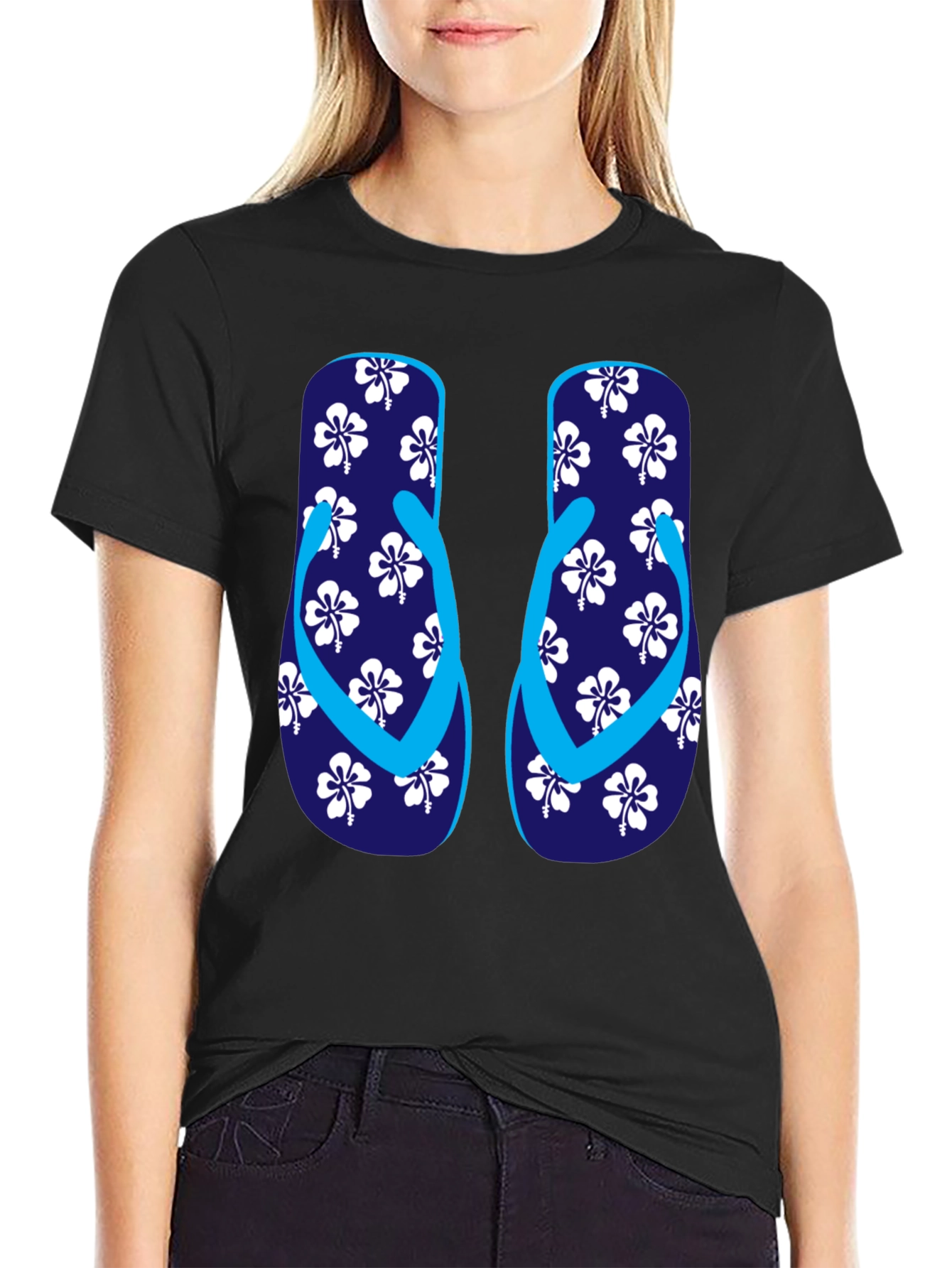 Hibiscus Flip-Flop T-Shirt - Casual Summer Style