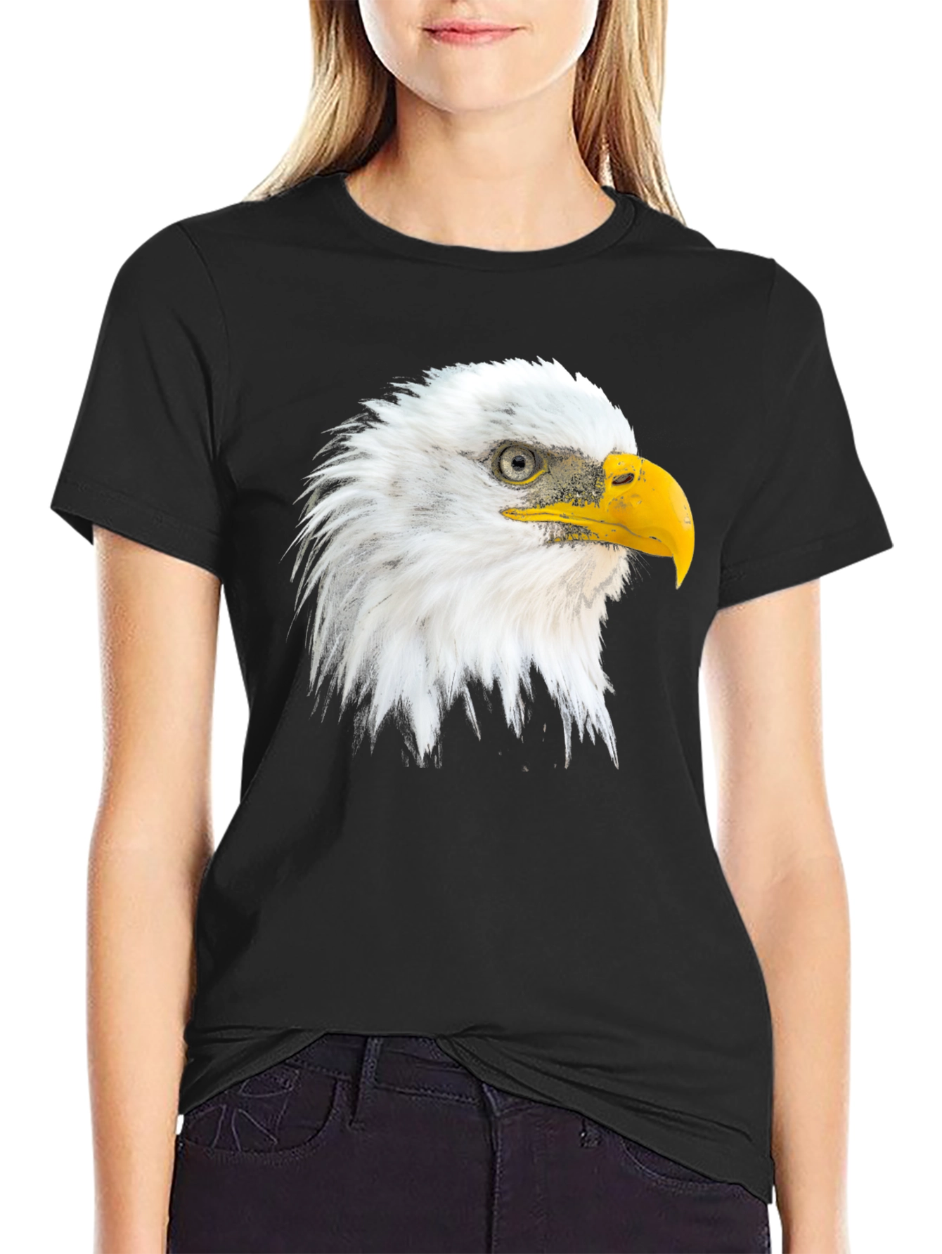 Eagle Head Graphic Print Crew Neck T-Shirt