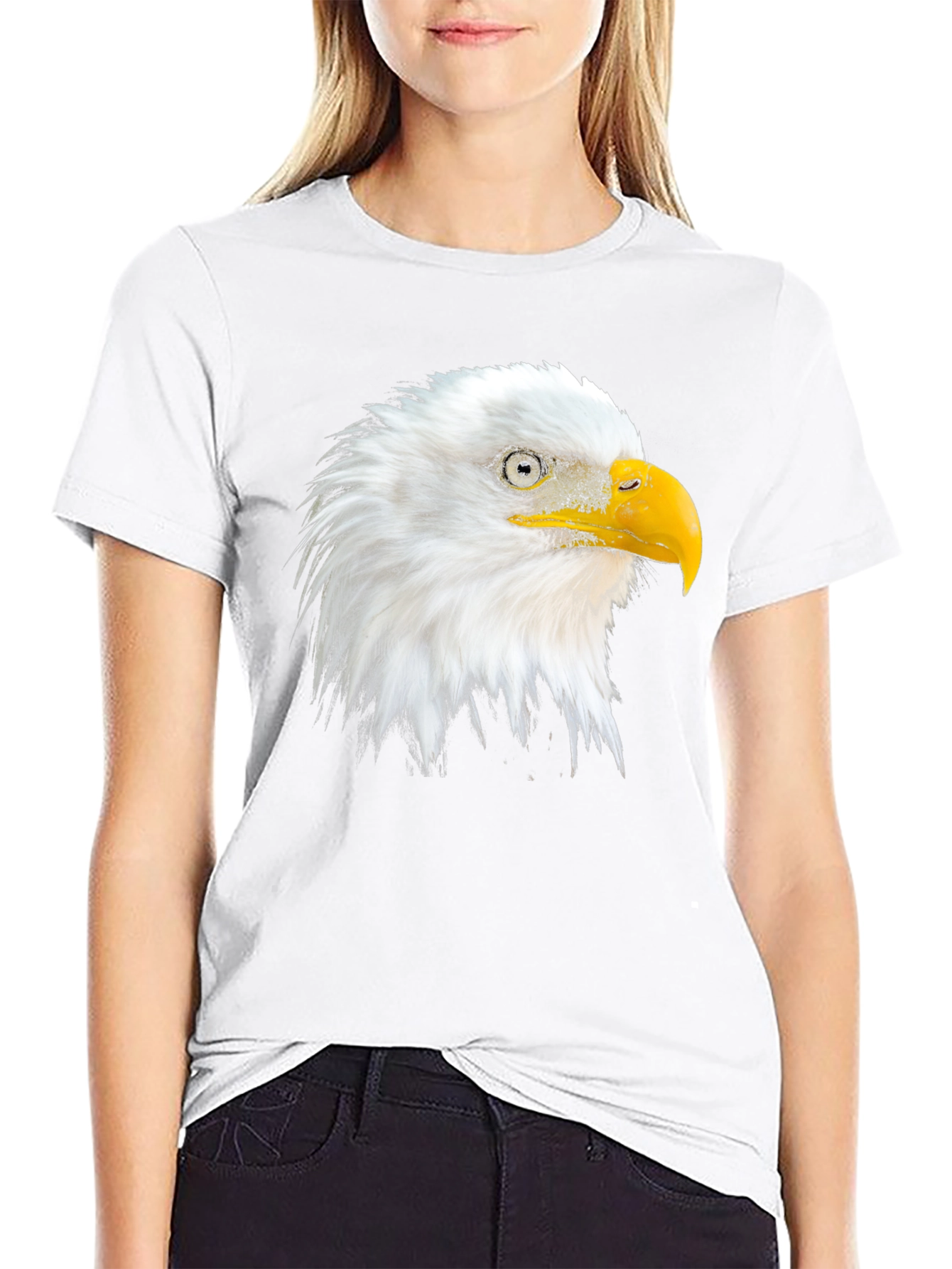 Eagle Head Graphic Print Crew Neck T-Shirt