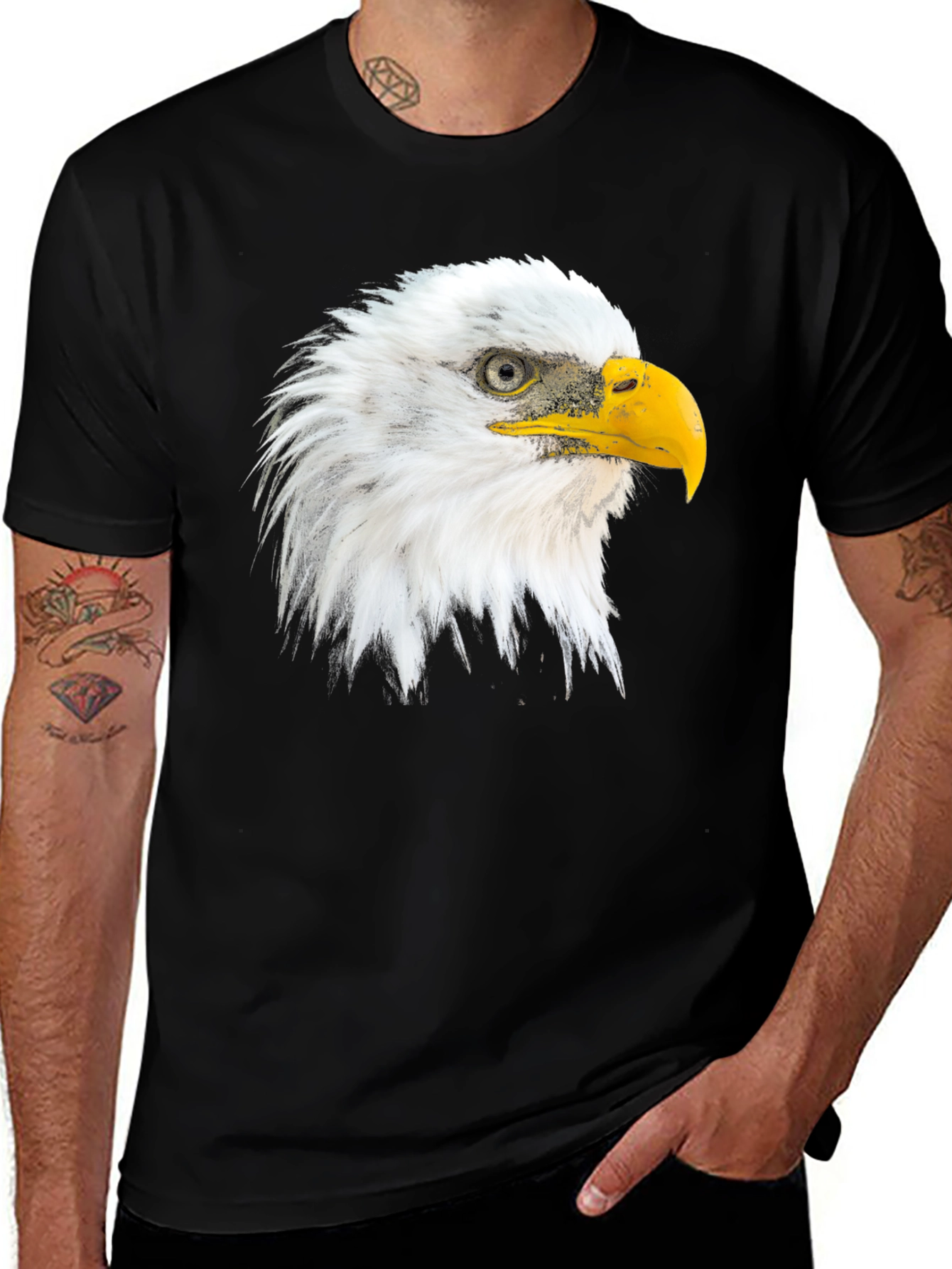 Eagle Head Graphic Print Crew Neck T-Shirt