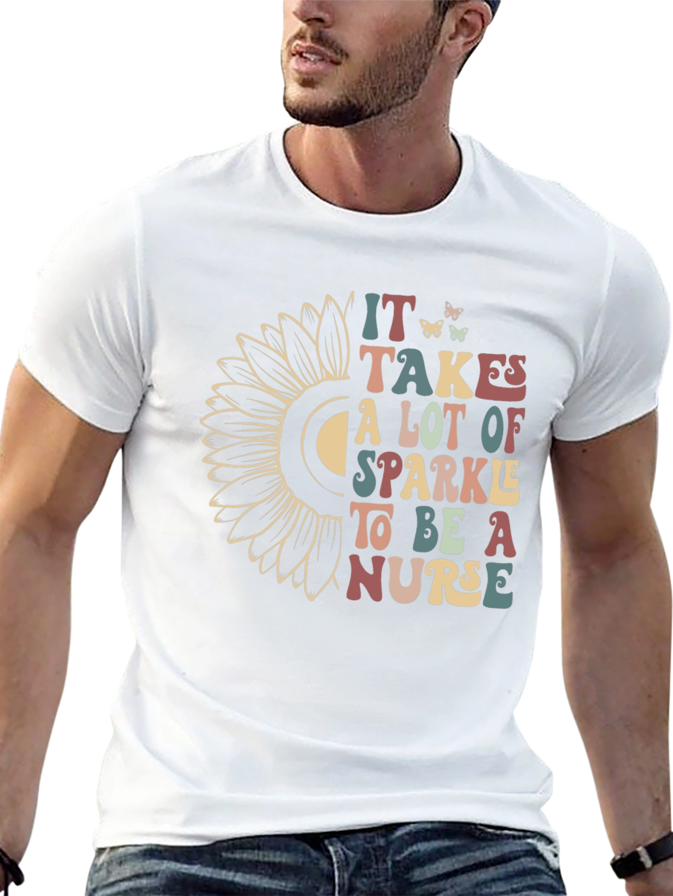 Nurse Sparkle Sunflower Graphic Tee