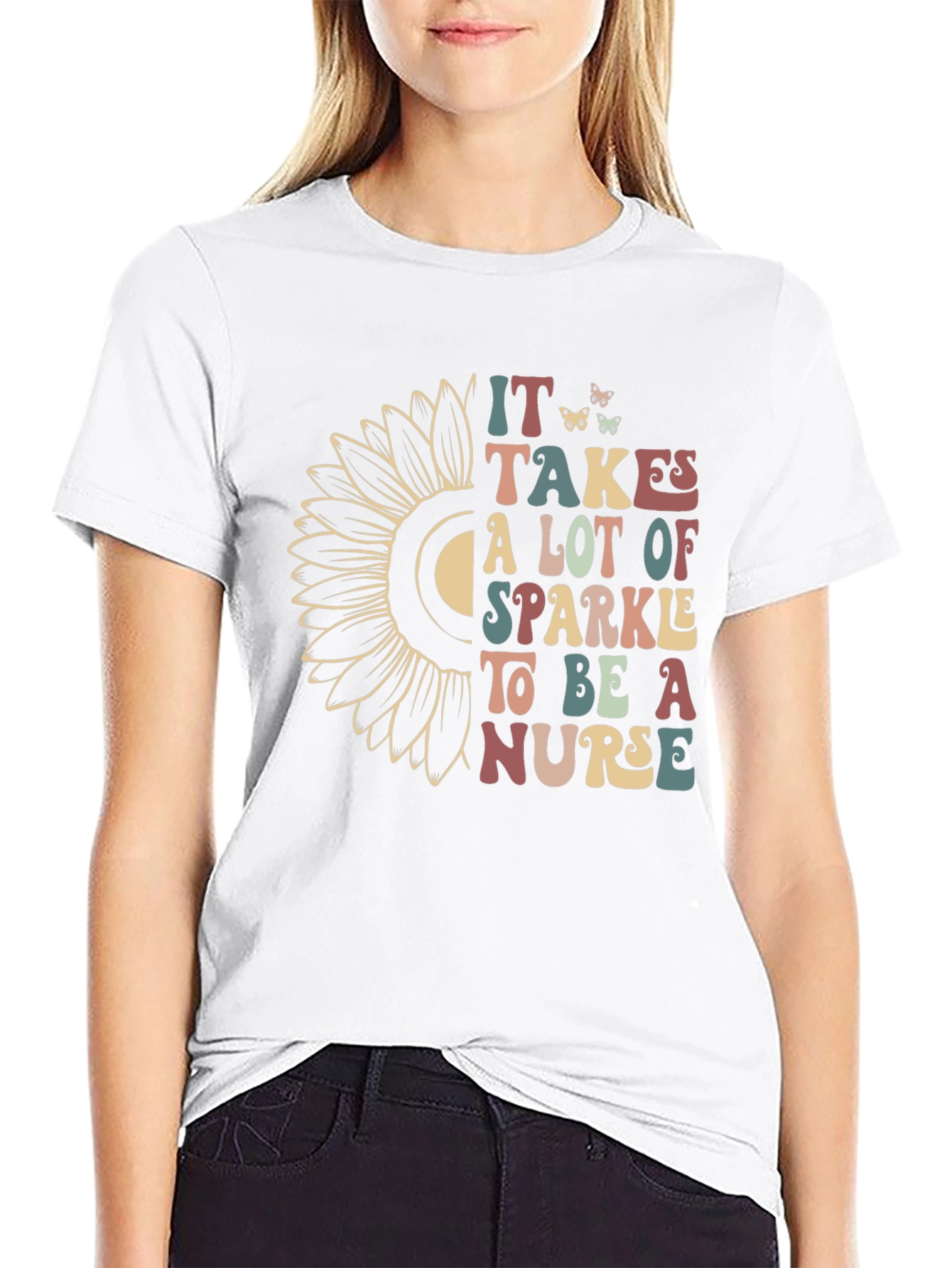 Nurse Sparkle Sunflower Graphic Tee