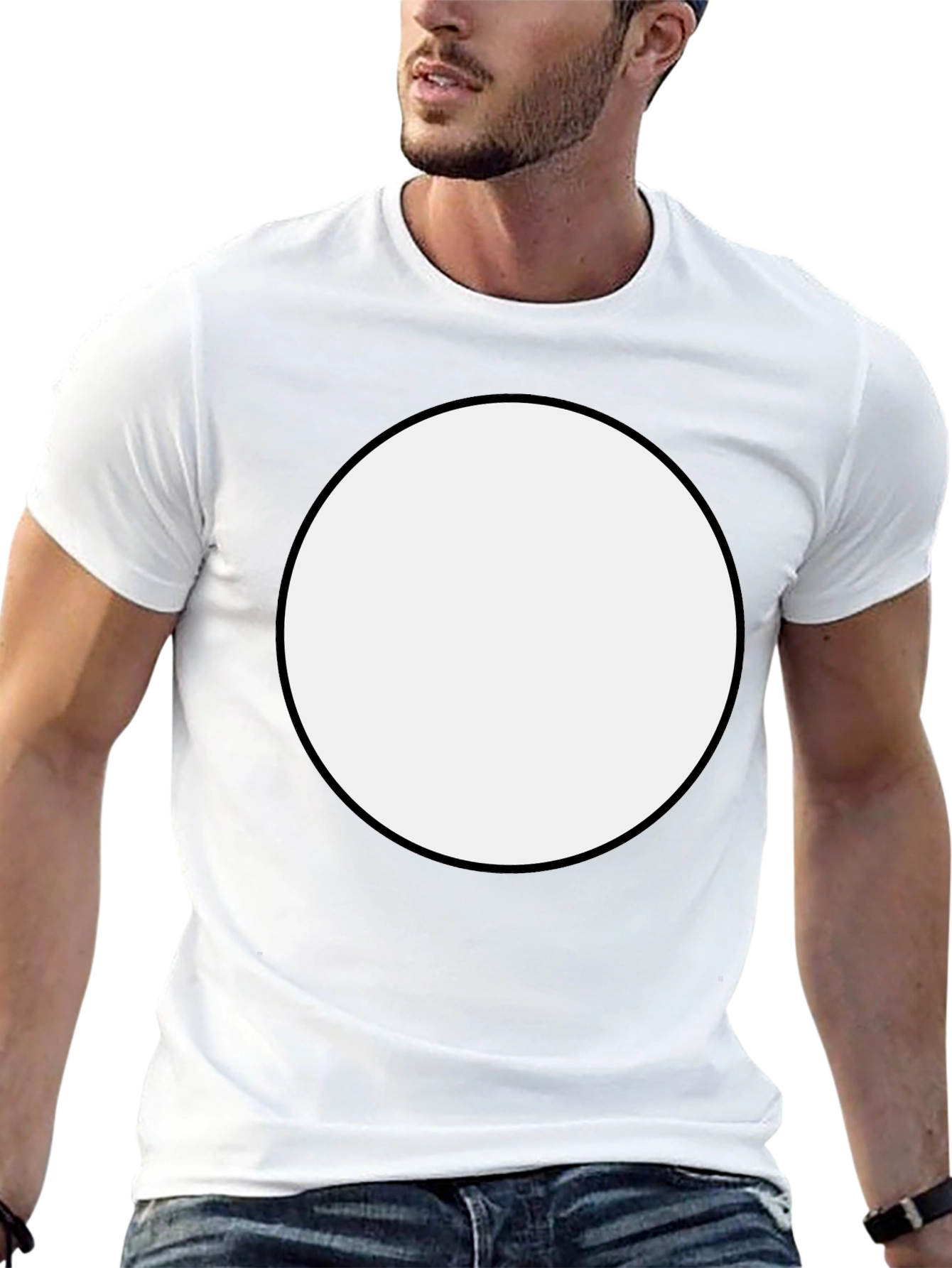 Bold Black T-Shirt with White Circle Design
