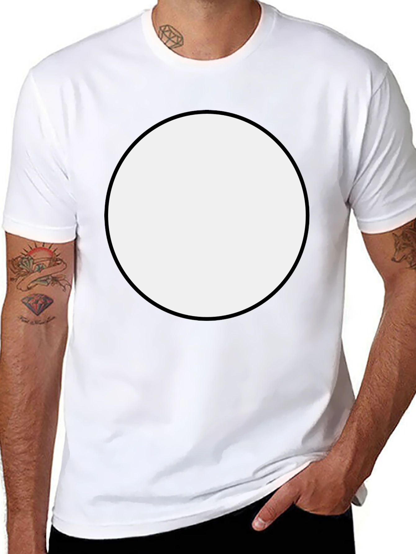 Bold Black T-Shirt with White Circle Design