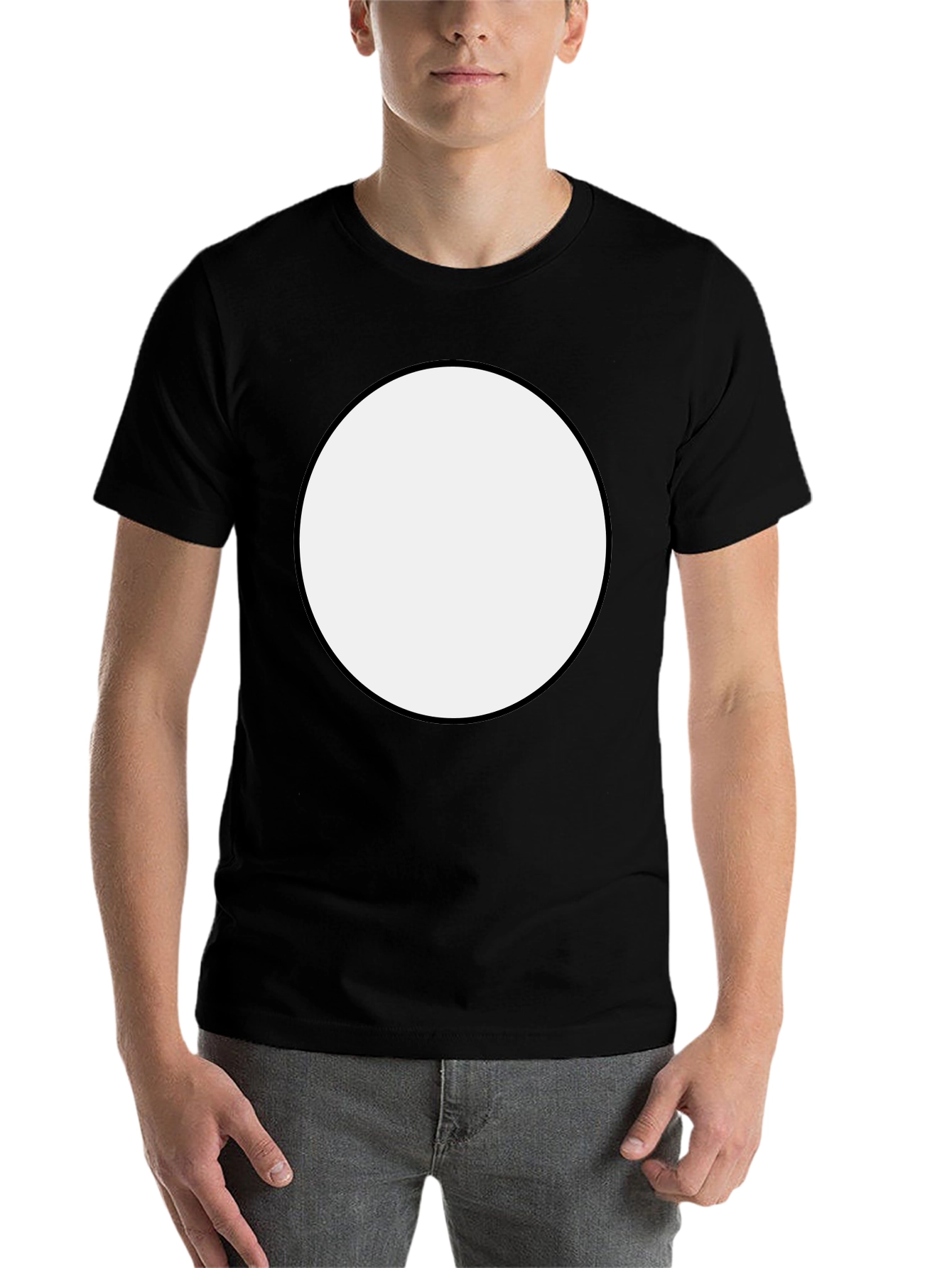 Bold Black T-Shirt with White Circle Design