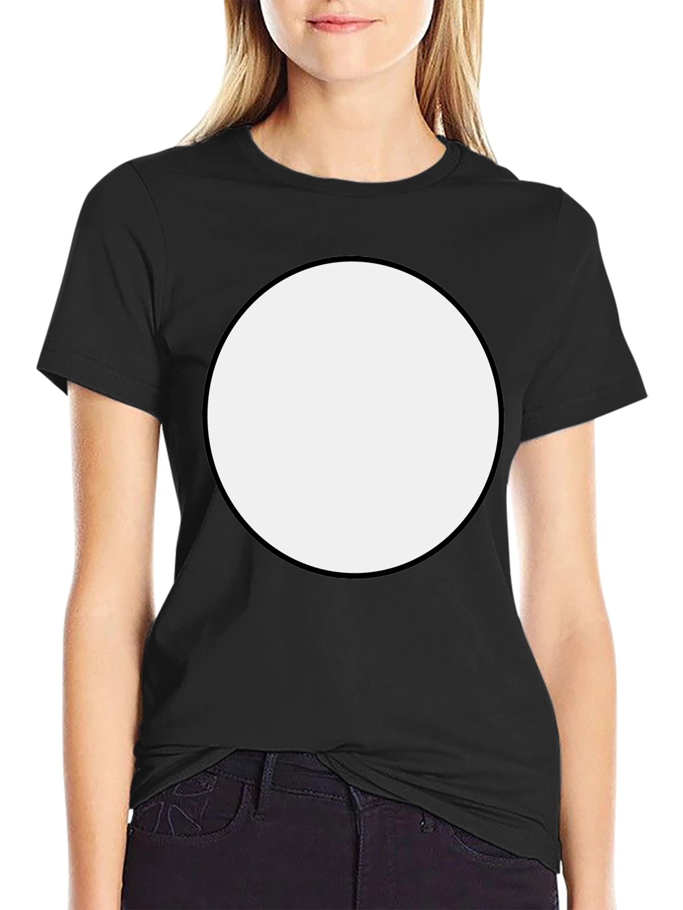 Bold Black T-Shirt with White Circle Design
