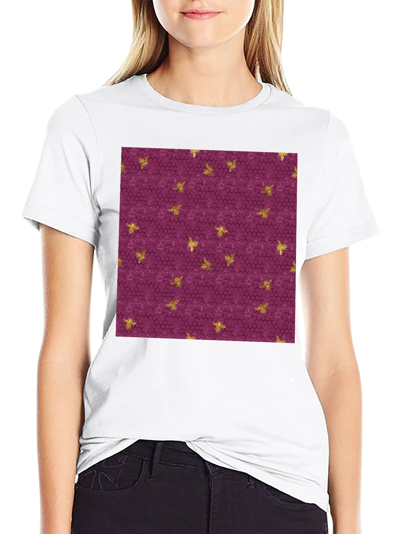 Honeycomb & Bee Print T-Shirt