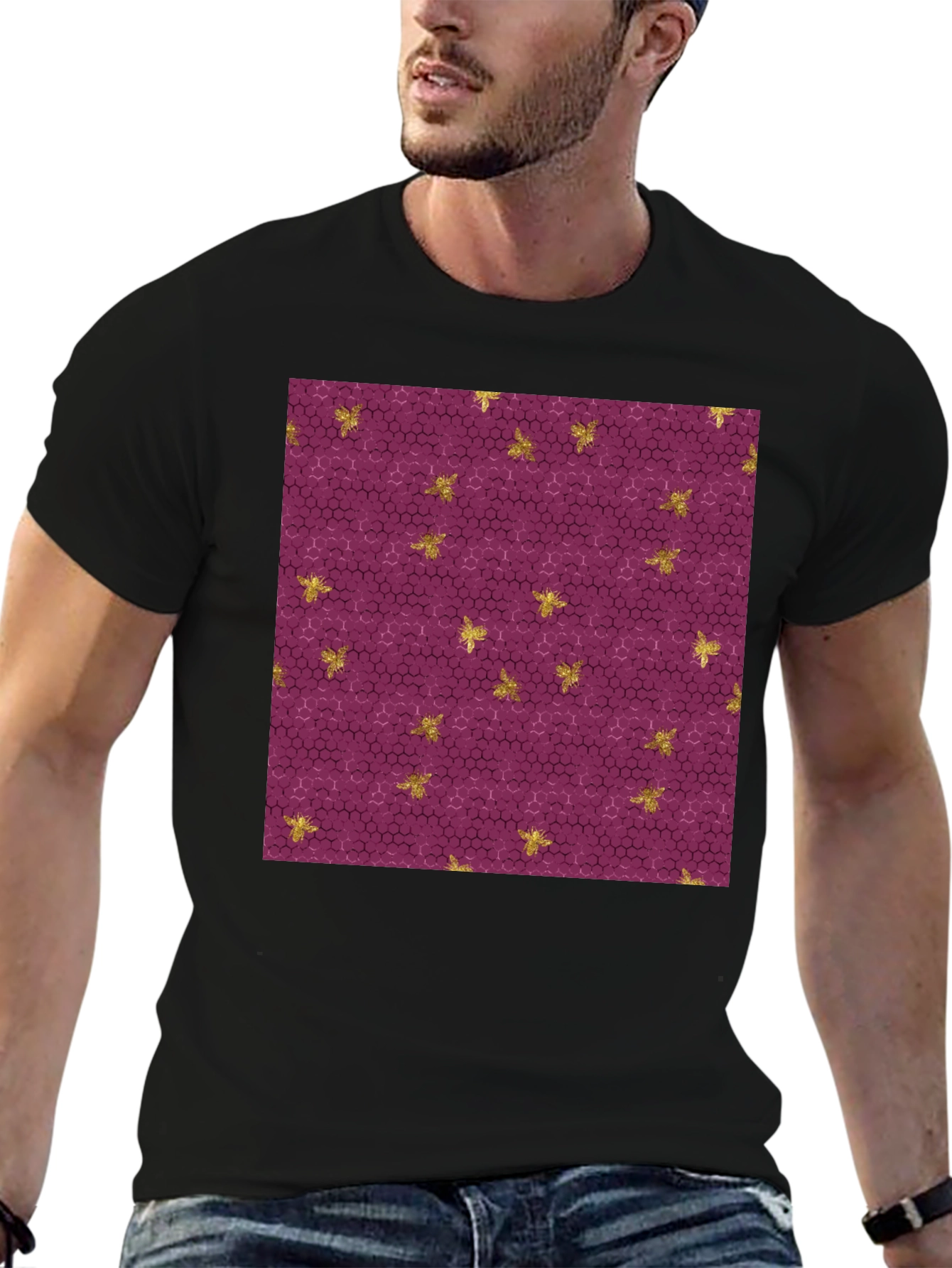Honeycomb & Bee Print T-Shirt