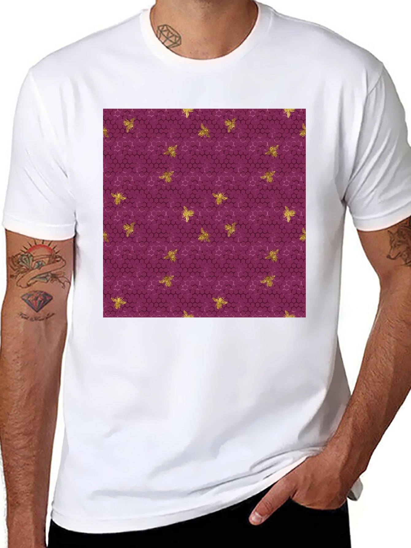 Honeycomb & Bee Print T-Shirt