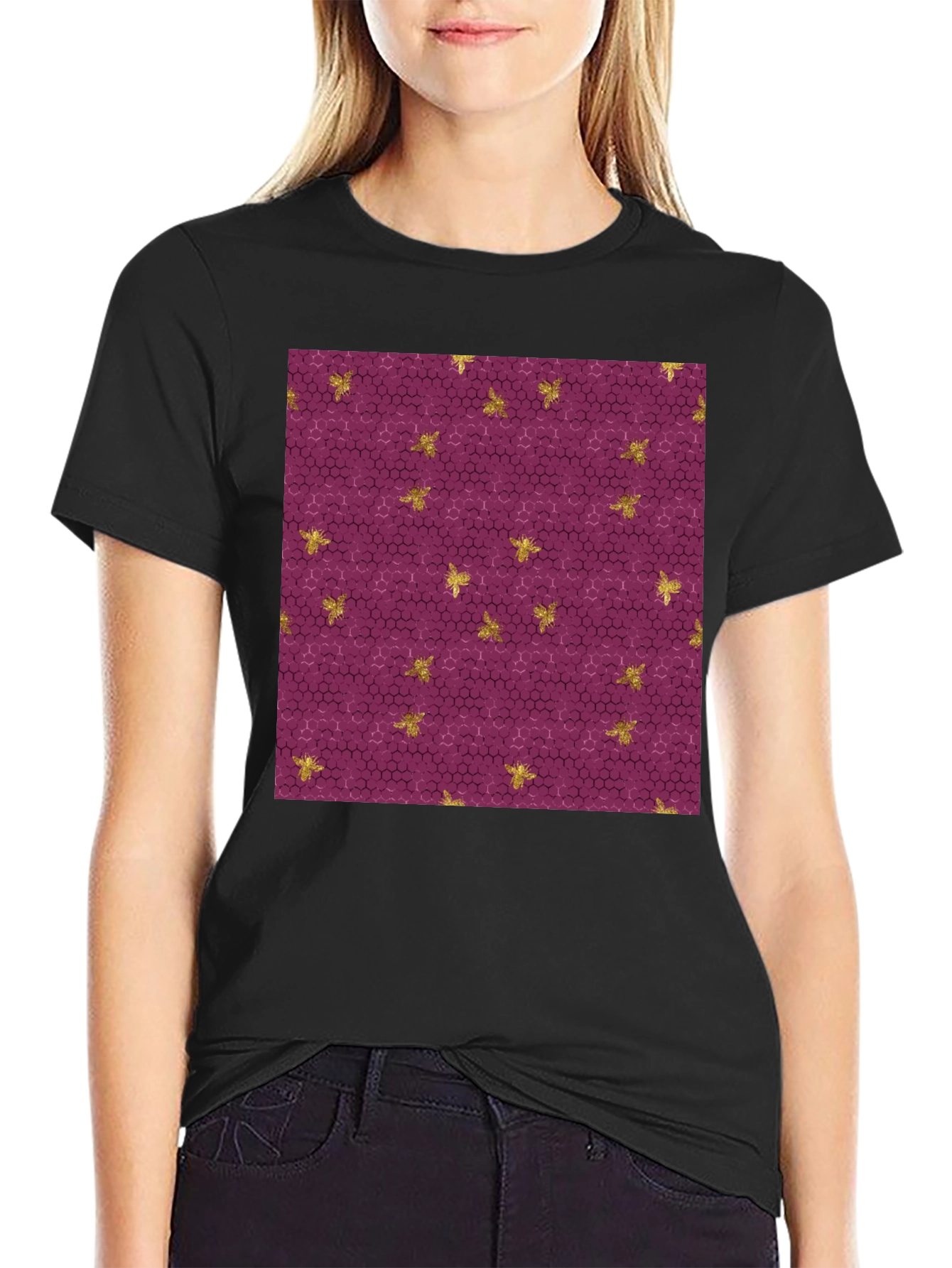 Honeycomb & Bee Print T-Shirt