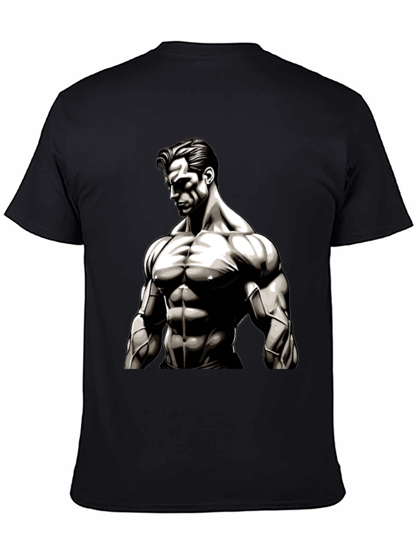 Muscle Graphic Print Black T-Shirt