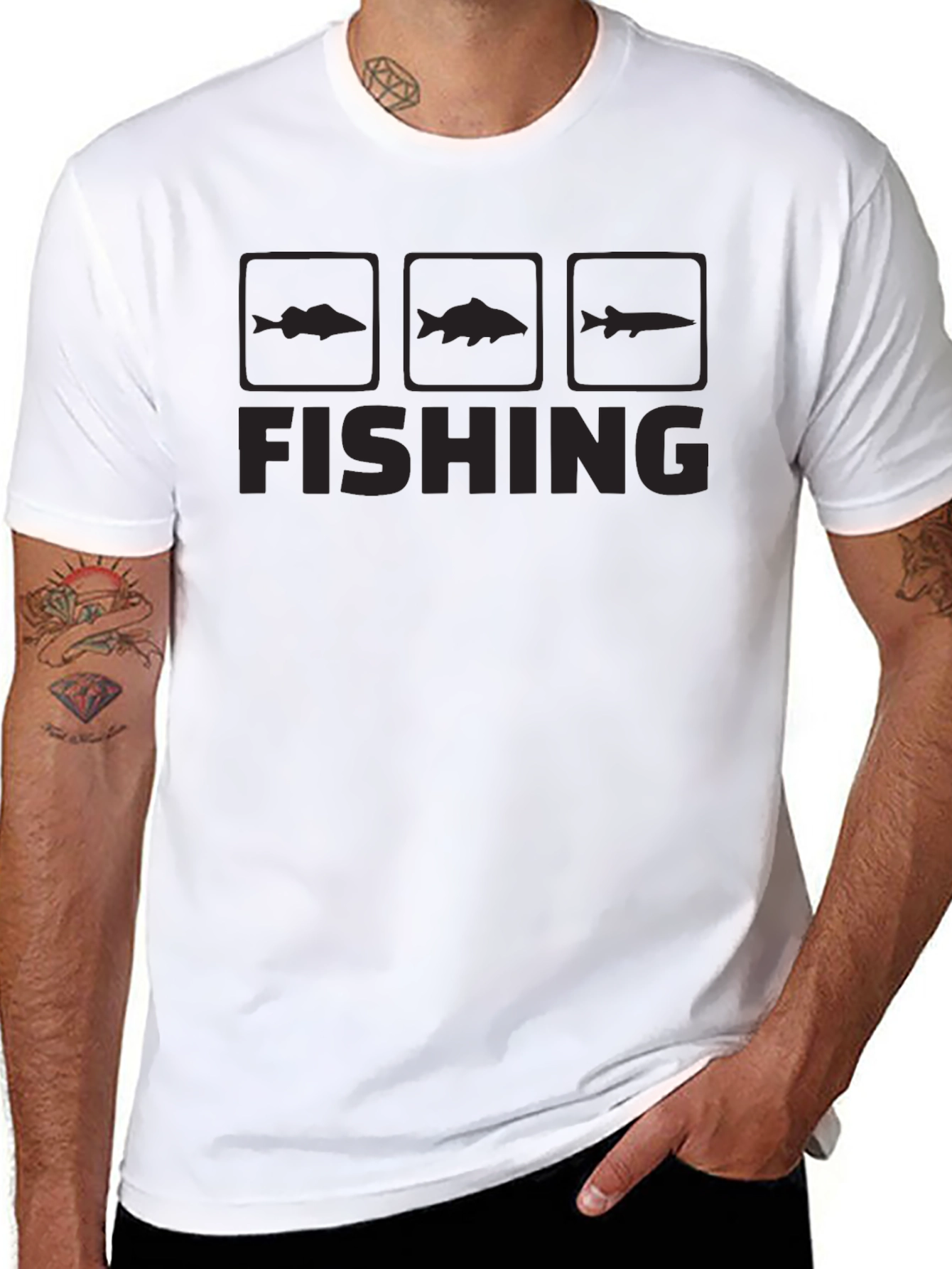 Fishing Graphic Tee | Black Cotton T-Shirt