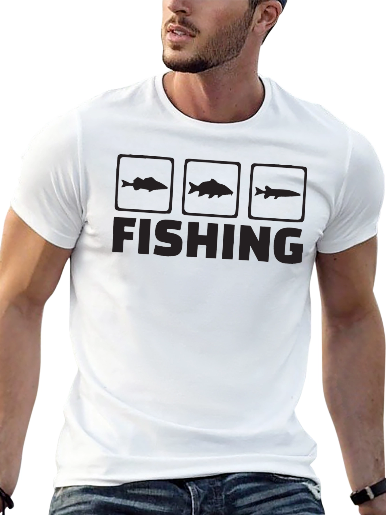 Fishing Graphic Tee | Black Cotton T-Shirt