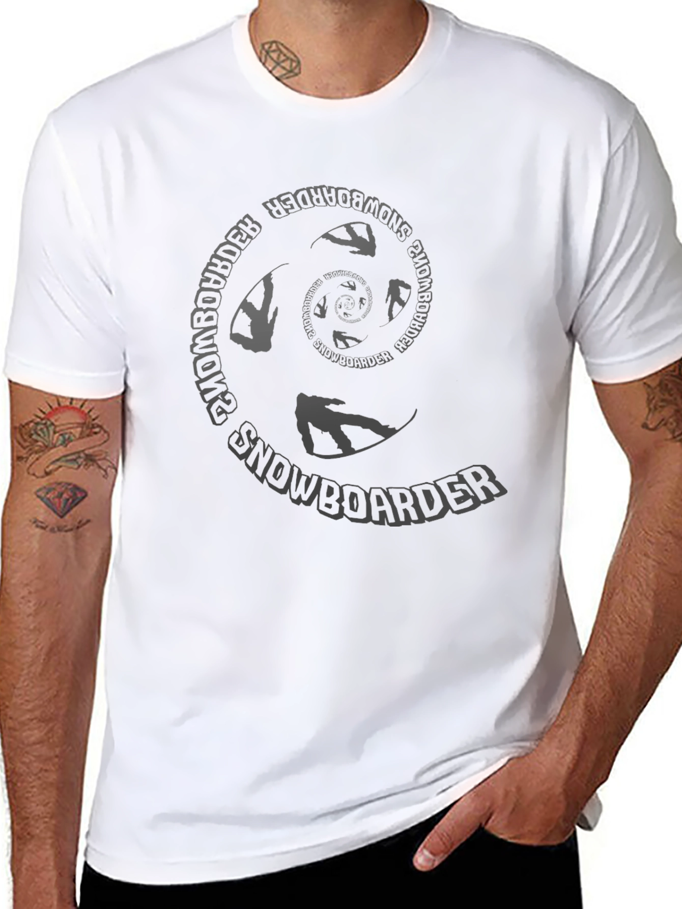 Snowboarder Spiral Graphic Black T-Shirt