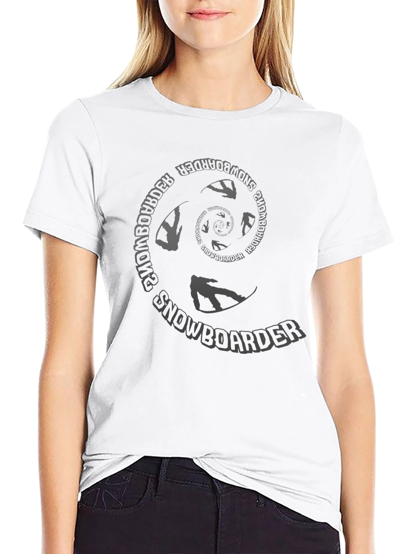 Snowboarder Spiral Graphic Black T-Shirt