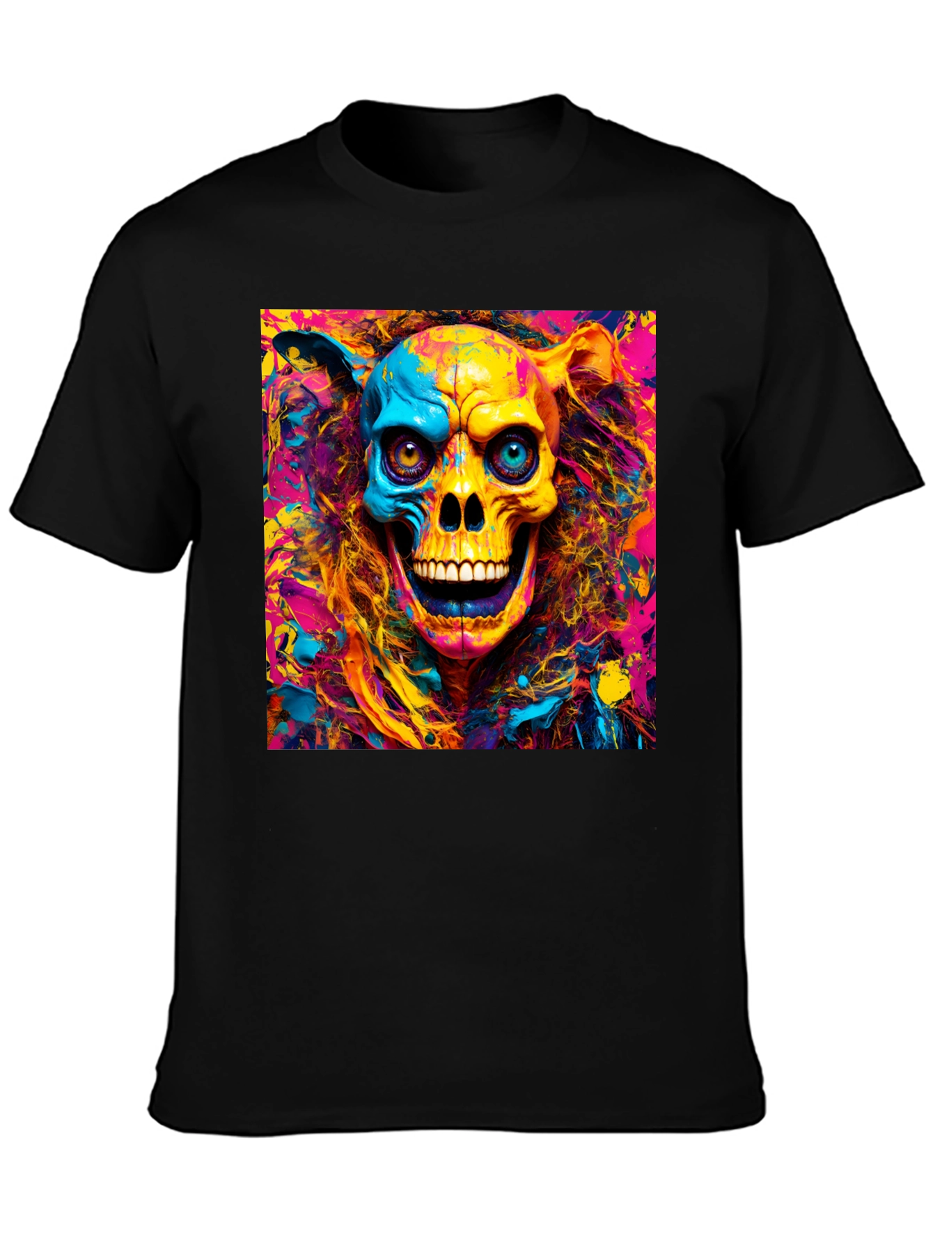 Psychedelic Skull Graphic T-Shirt - Vibrant Art Tee