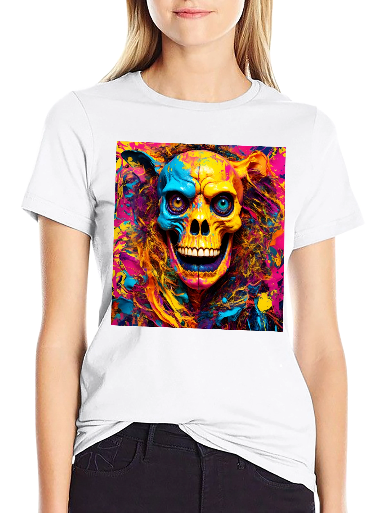 Psychedelic Skull Graphic T-Shirt - Vibrant Art Tee