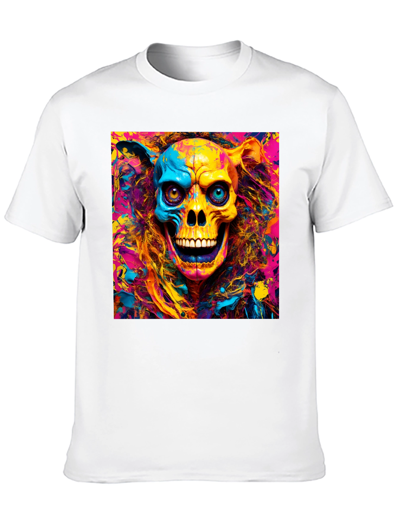 Psychedelic Skull Graphic T-Shirt - Vibrant Art Tee