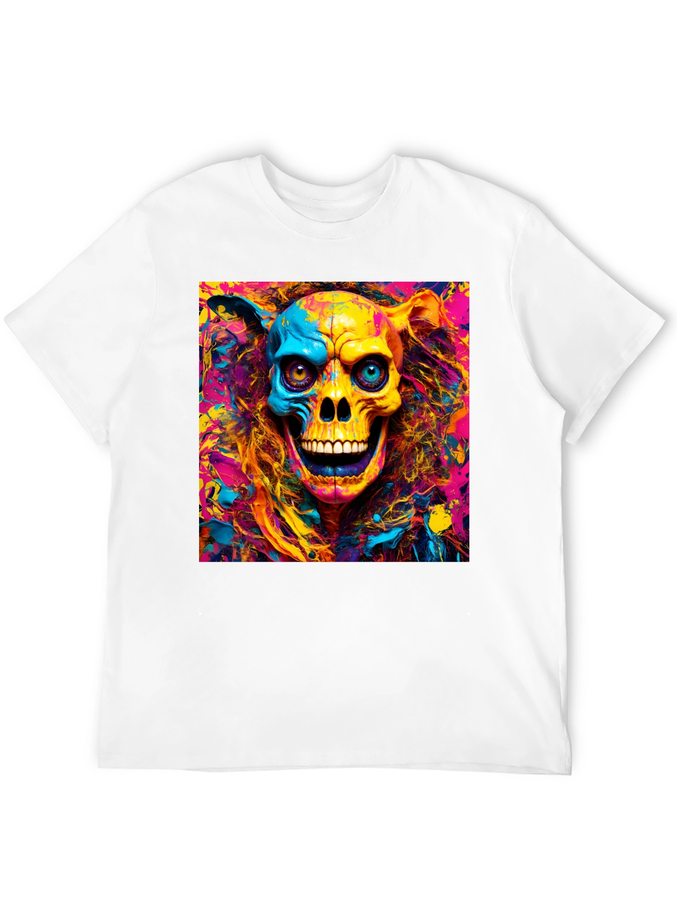 Psychedelic Skull Graphic T-Shirt - Vibrant Art Tee