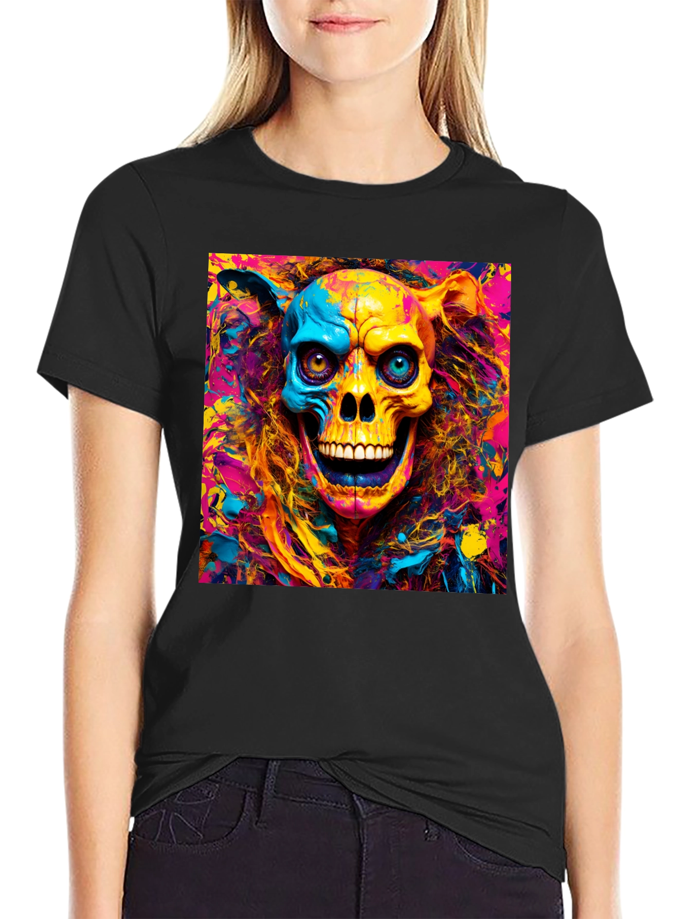 Psychedelic Skull Graphic T-Shirt - Vibrant Art Tee