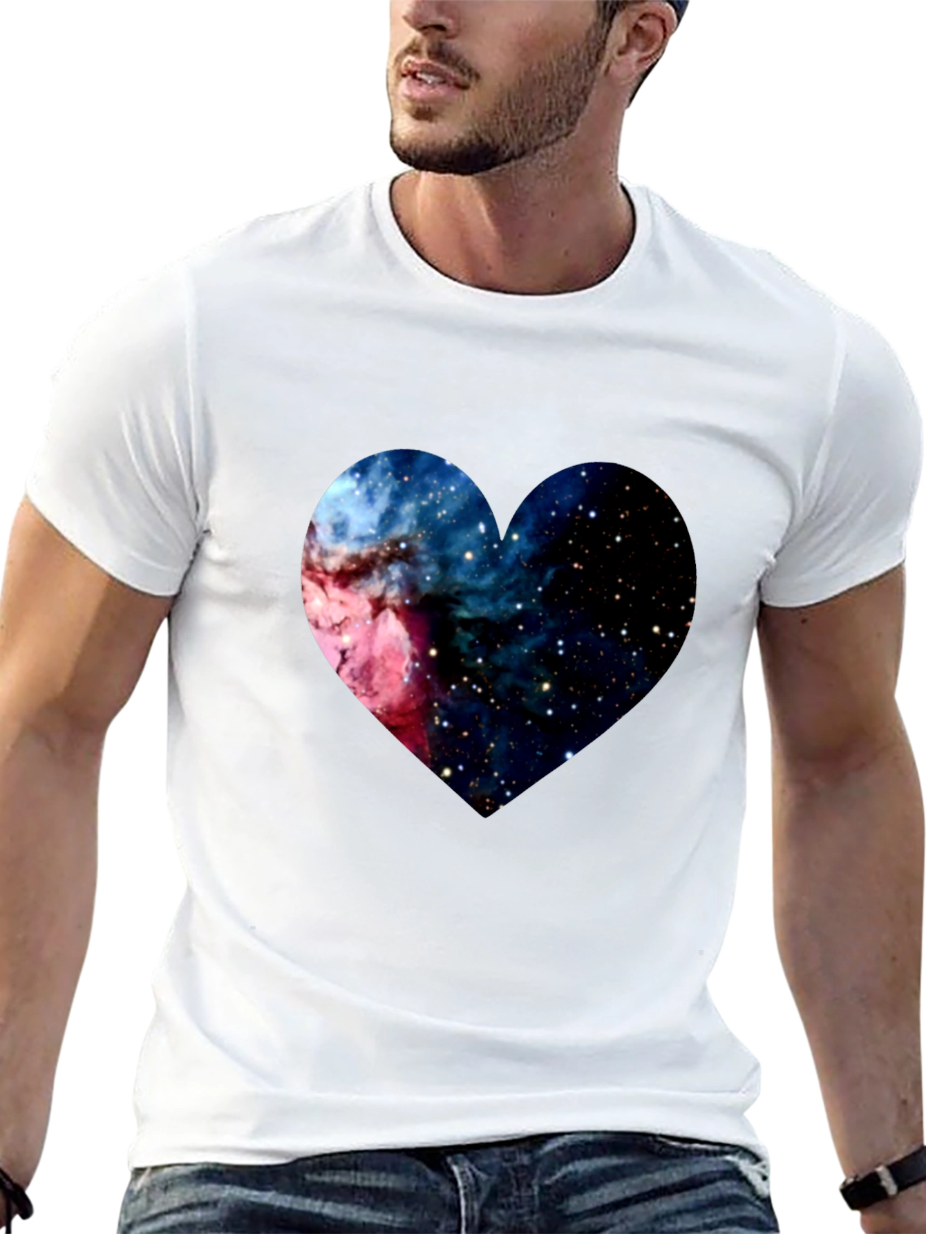 Galaxy Heart Black Tee - Cosmic Love T-Shirt