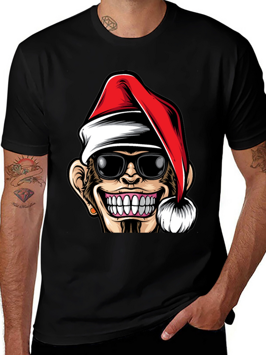 Funny Monkey Santa Hat T-Shirt