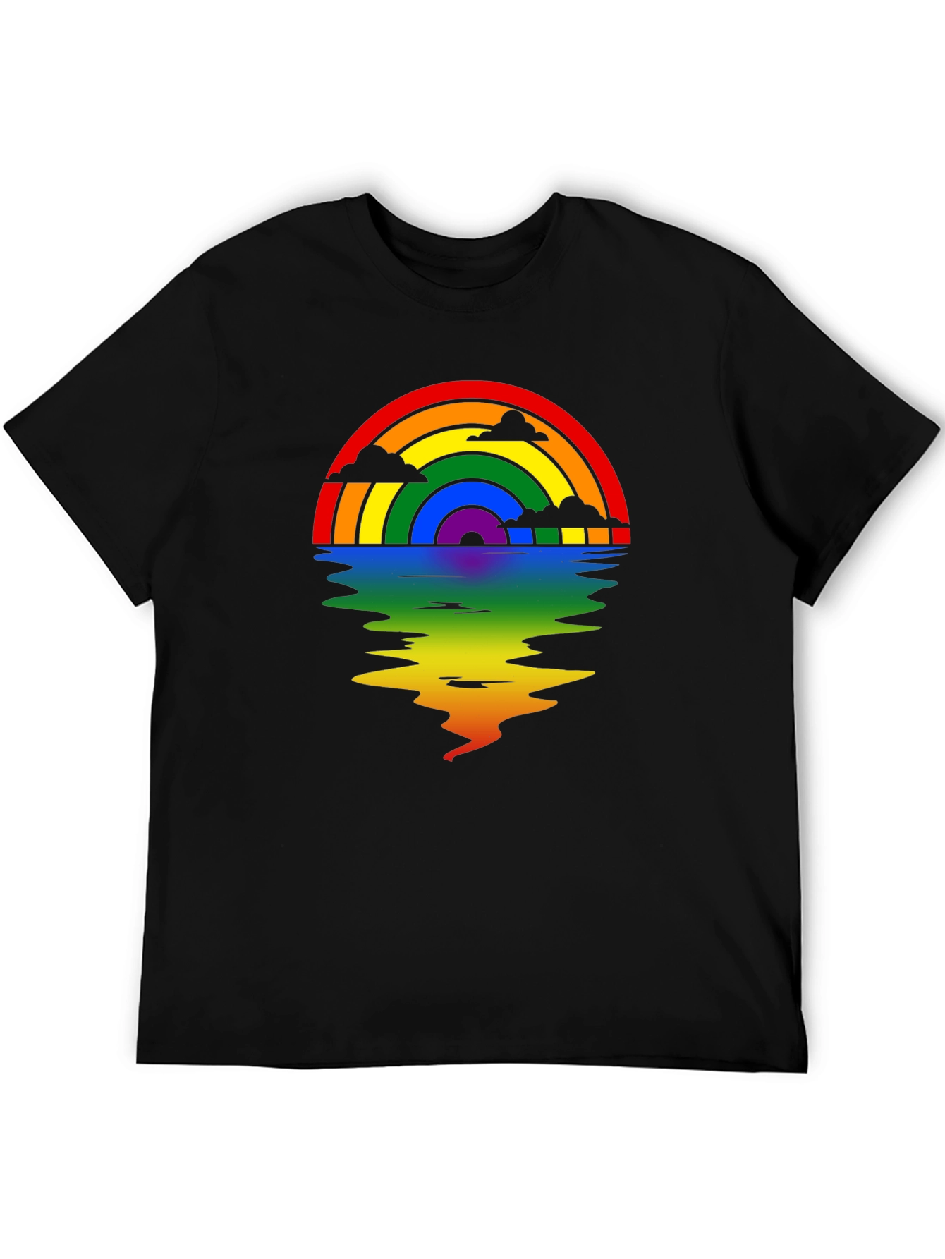 Rainbow Reflection Graphic Tee - Black