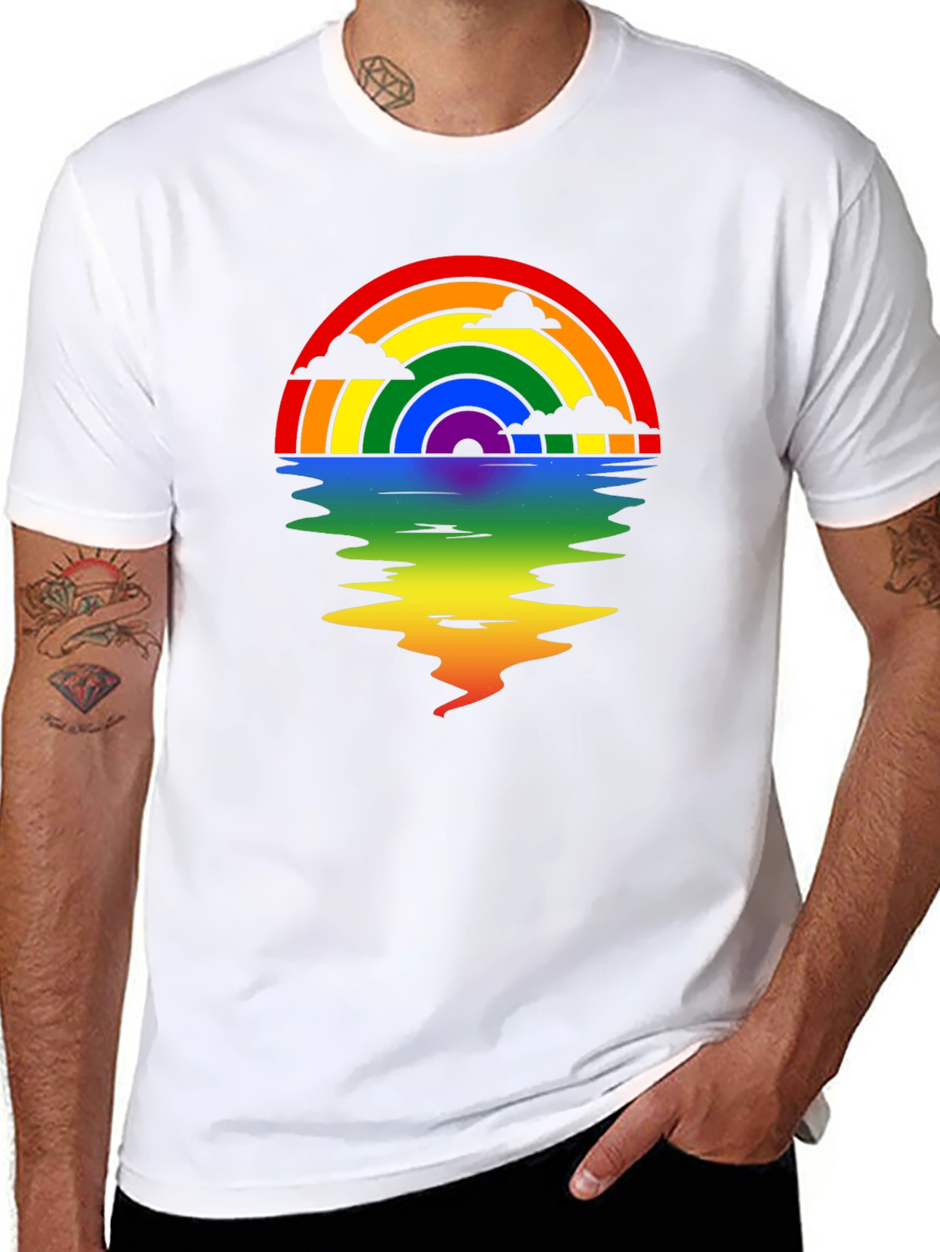Rainbow Reflection Graphic Tee - Black
