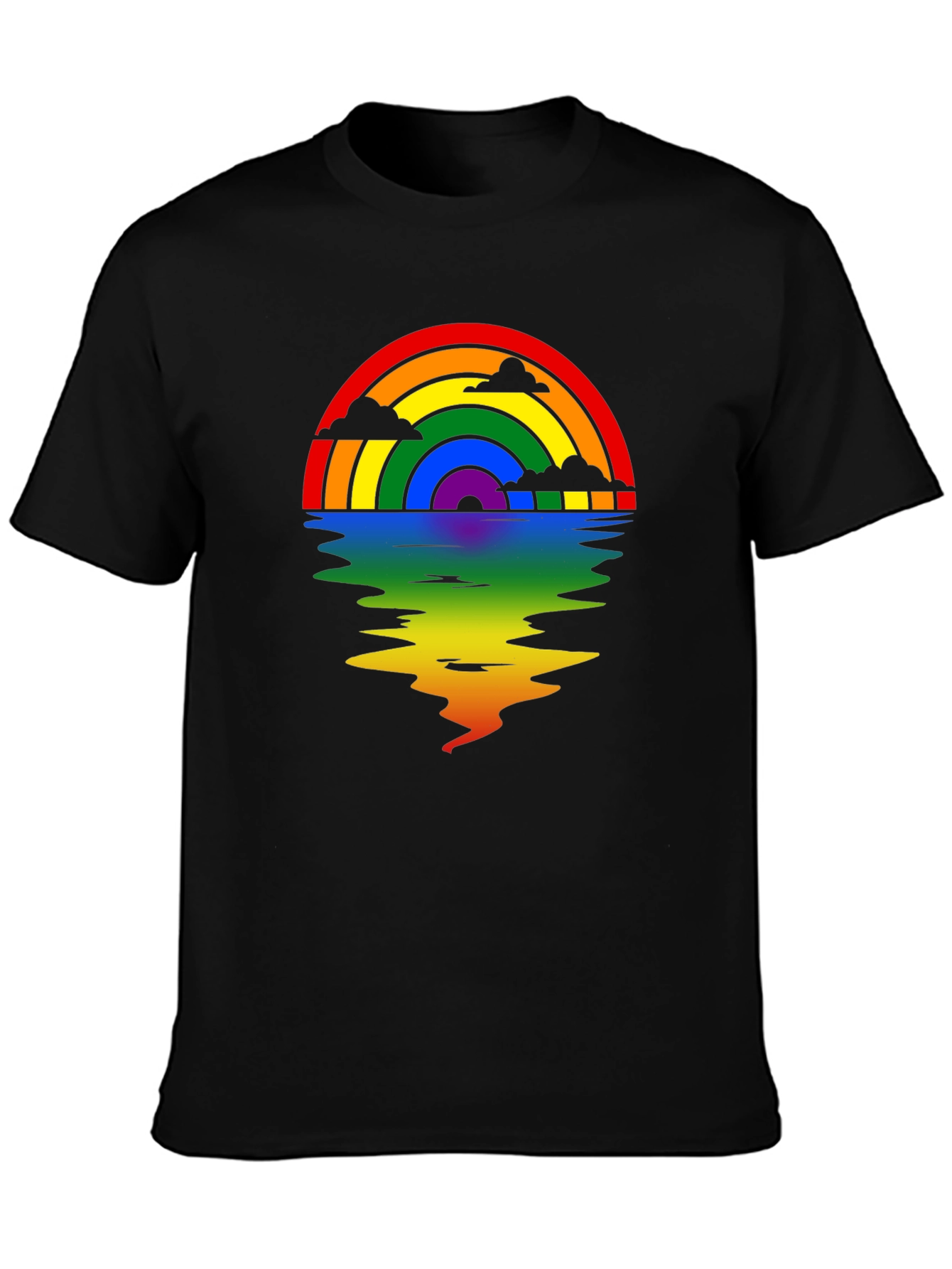 Rainbow Reflection Graphic Tee - Black
