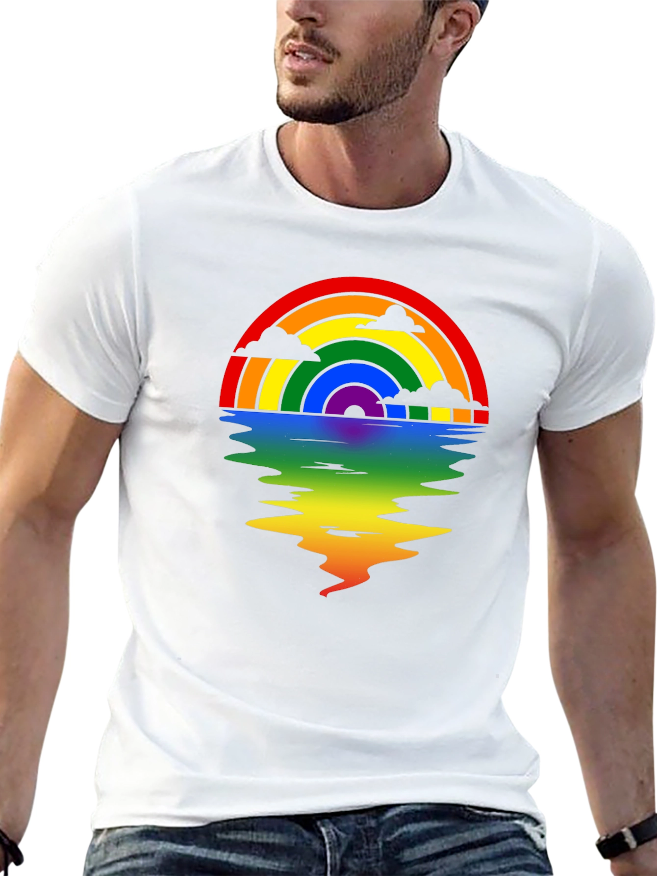 Rainbow Reflection Graphic Tee - Black