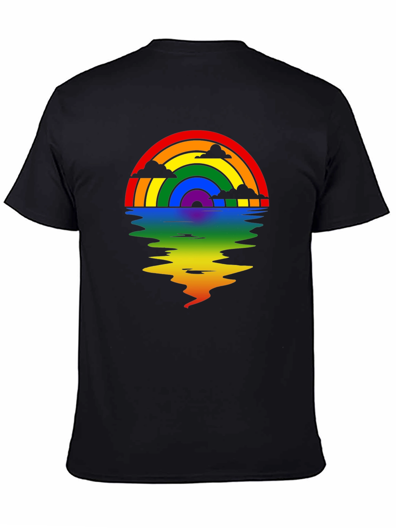 Rainbow Reflection Graphic Tee - Black